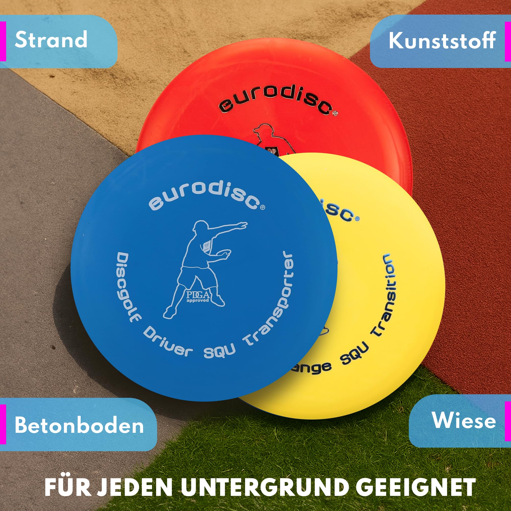 eurodisc Disc-Golf Einsteiger Starter Set, PDGA Approved, Putter Midrange Driver Disc