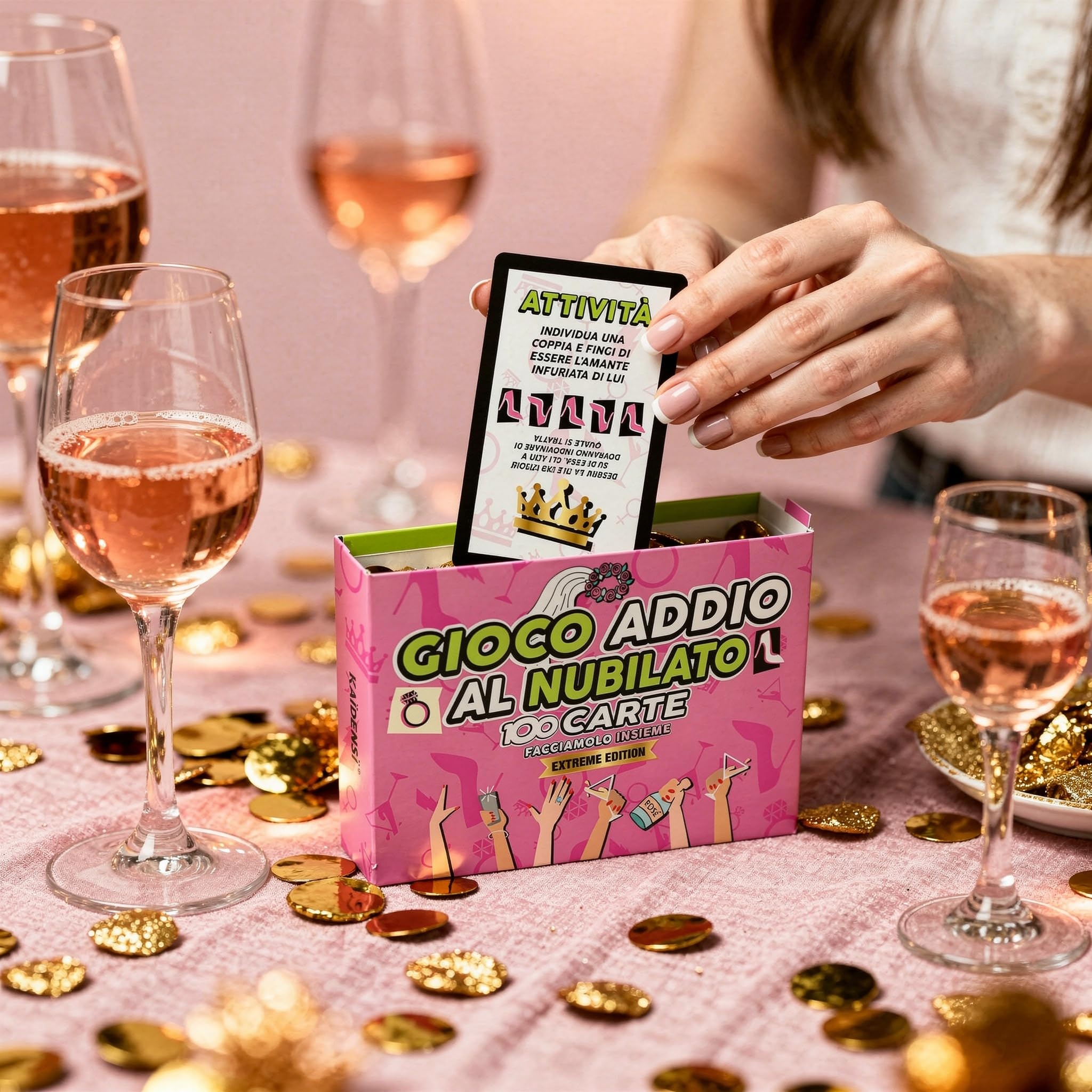 KAÏDENSÏ Giochi Addio al Nubilato - 100 Carte da Gioco Team Bride - Addio al Nubilato Gadget Sposa - Kit Accessori Divertenti per Futura Sposa e Amiche
