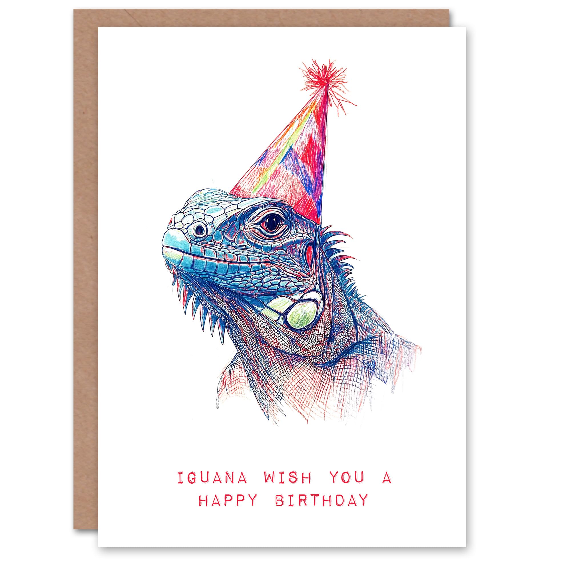 Artery8 - Greeting Card - Iguana Pun Birthday Card - White