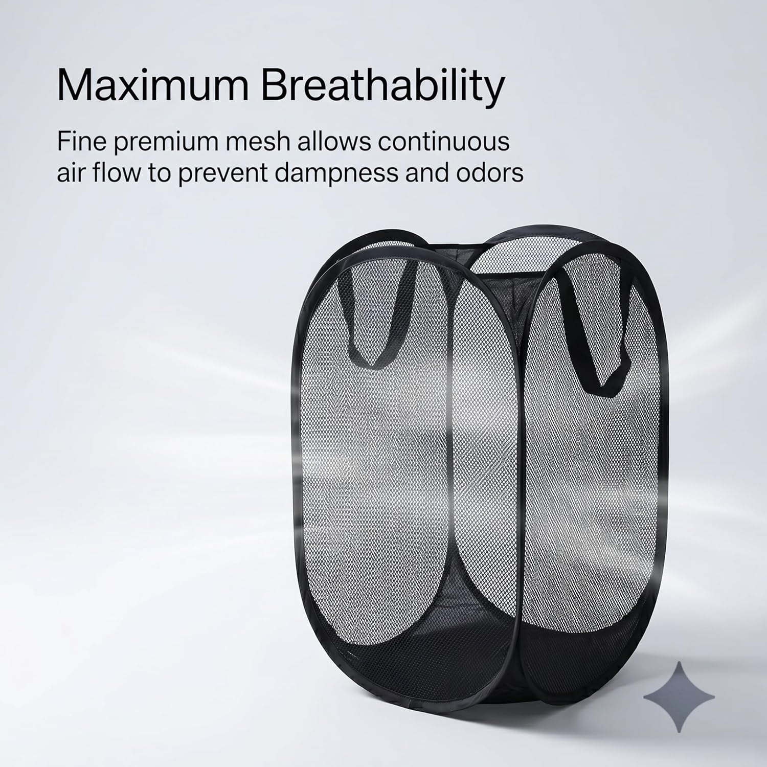 Foldable Laundry Hamper Portable Mesh Clothes Basket For Dirty Laundry Lightweight Collapsible Design Black