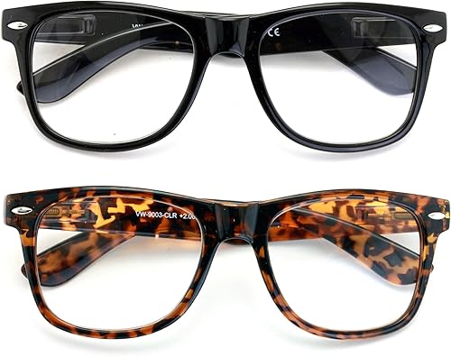 Miniatura 9 de V.W.E. 2 pares de anteojos de lectura XL grandes, lente transparente de ajuste amplio de gran tamaño, potencia de 1.00 a 6.00 lectores