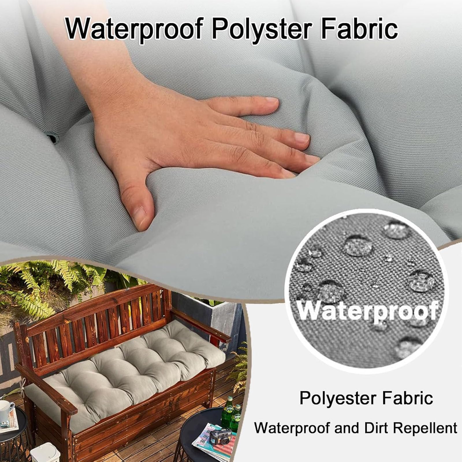 Outdoor Bankauflage Wasserdicht Rutschfest Sitzkissen 8cm Dicke Ideal für Terrasse und Gartenmöbel 100x60cm