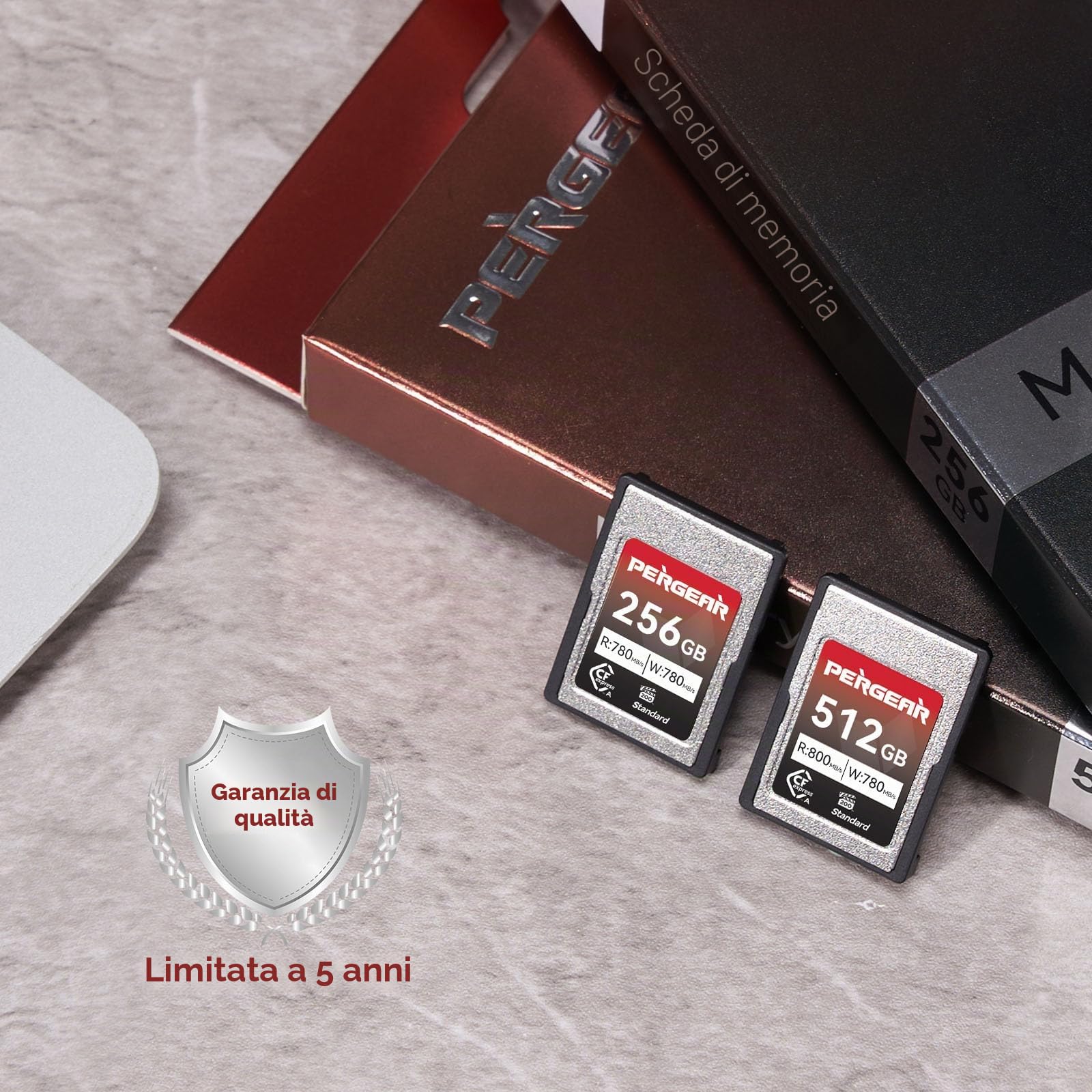Pergear 512GB CFexpress tipo A da Scheda di Memoria, Velocità di Lettura Fino a 800 MB/s e Velocità di Scrittura 780 MB/s per Registrazione 4K 120P, 8K 30P, (Serie Standard)