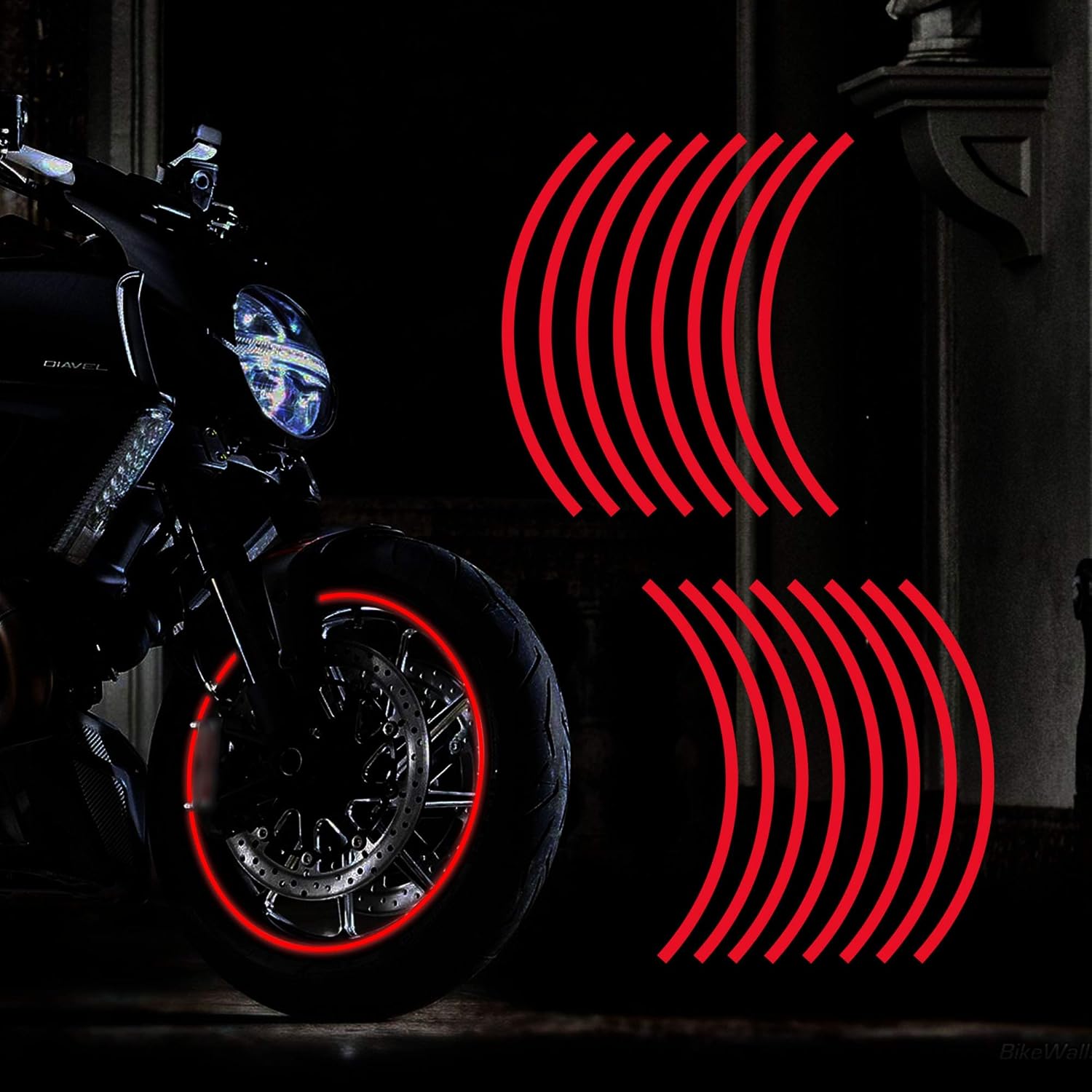 TOMALL 16'' 17" Reflective Wheel Rim Stripe Decal for