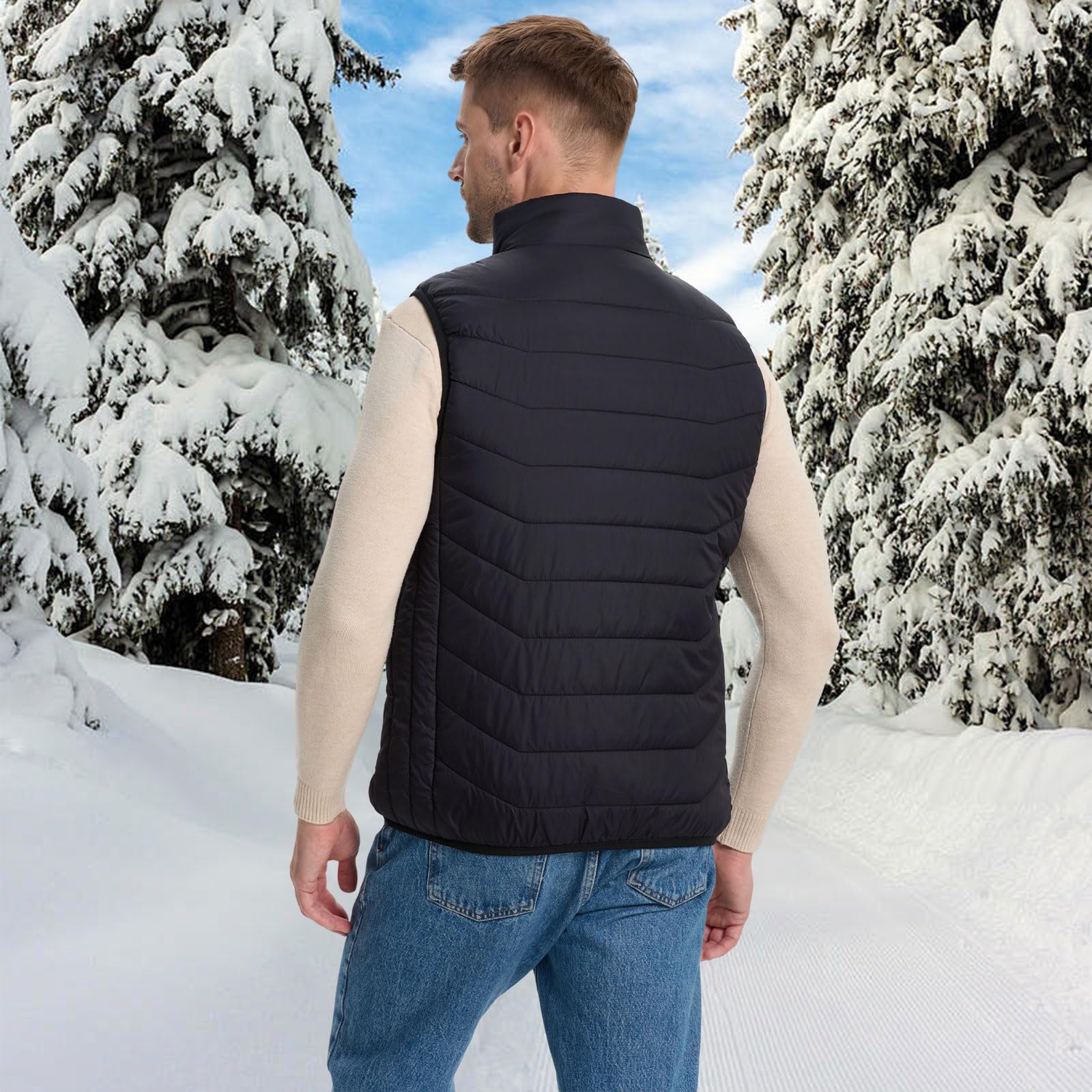 Gilet riscaldato con controllo intelligente 28 zone riscaldamento preciso USB alimentato poliestere giacche termiche per escursioni e viaggi Coppie Gilet caldo all'aperto