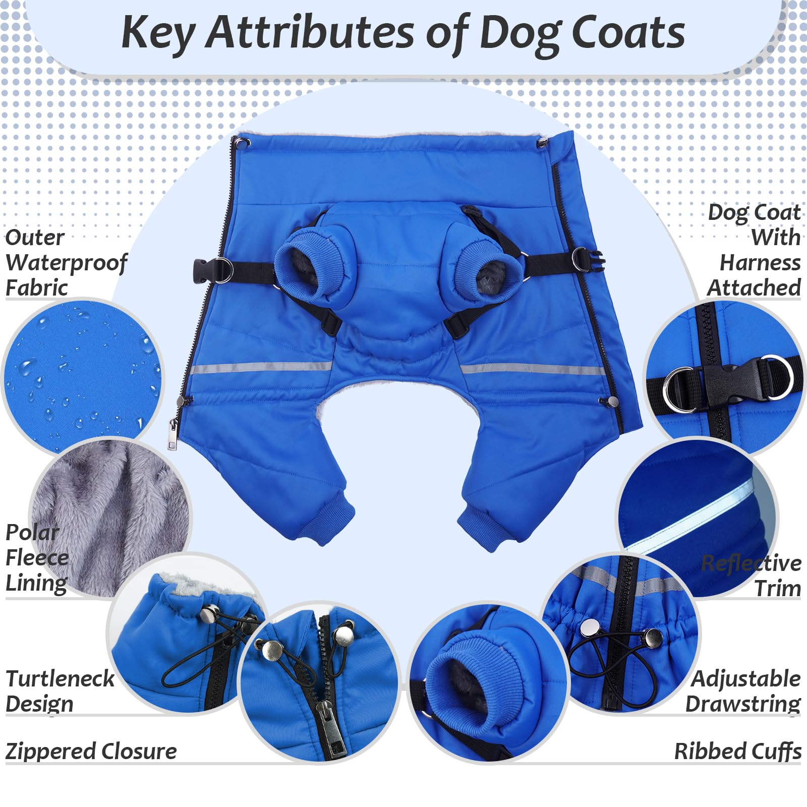 Abrigo Perro, Ropa Perro, Abrigo Impermeable para Perros A Prueba De Viento, Abrigo para Perro con Arnés, Ropa Perro Pequeño, Abrigo Perro Mediano, Chaqueta para Perro con Cuatro Patas S-XL