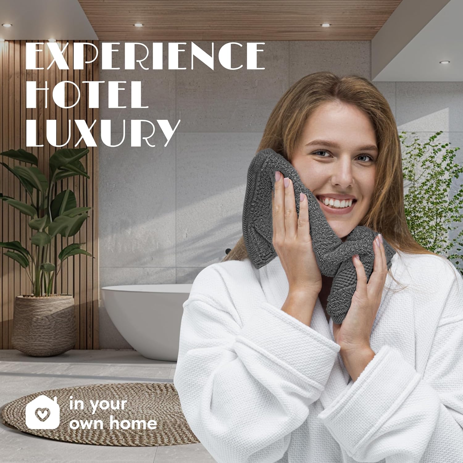 White Classic Dark Gray Washcloths Set for Body and Face Towel, Cotton Wash Cloths Bulk 12 Pack, Spa Fingertip Wash Clothes 12x12 Inch, Soft Absorbent Gym Towels - Image 7