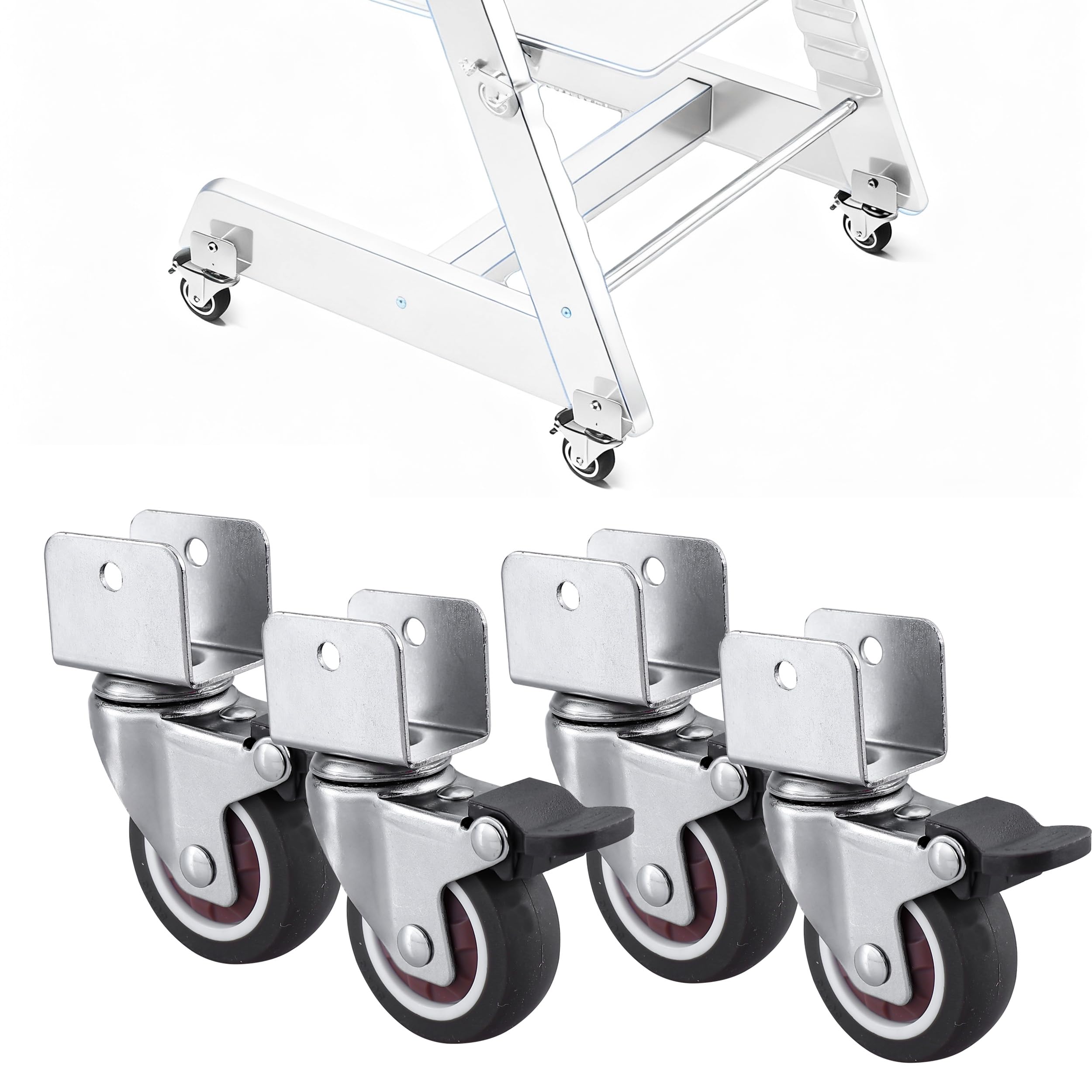 Photo 1 of Costyleen 4Pcs Heavy Duty High Chair Casters Compatible with Stokke Tripp Trapp, 2 Inch Silent 360° Rotation Wheels, Chrome Steel Base, No Scratch Floor Protection