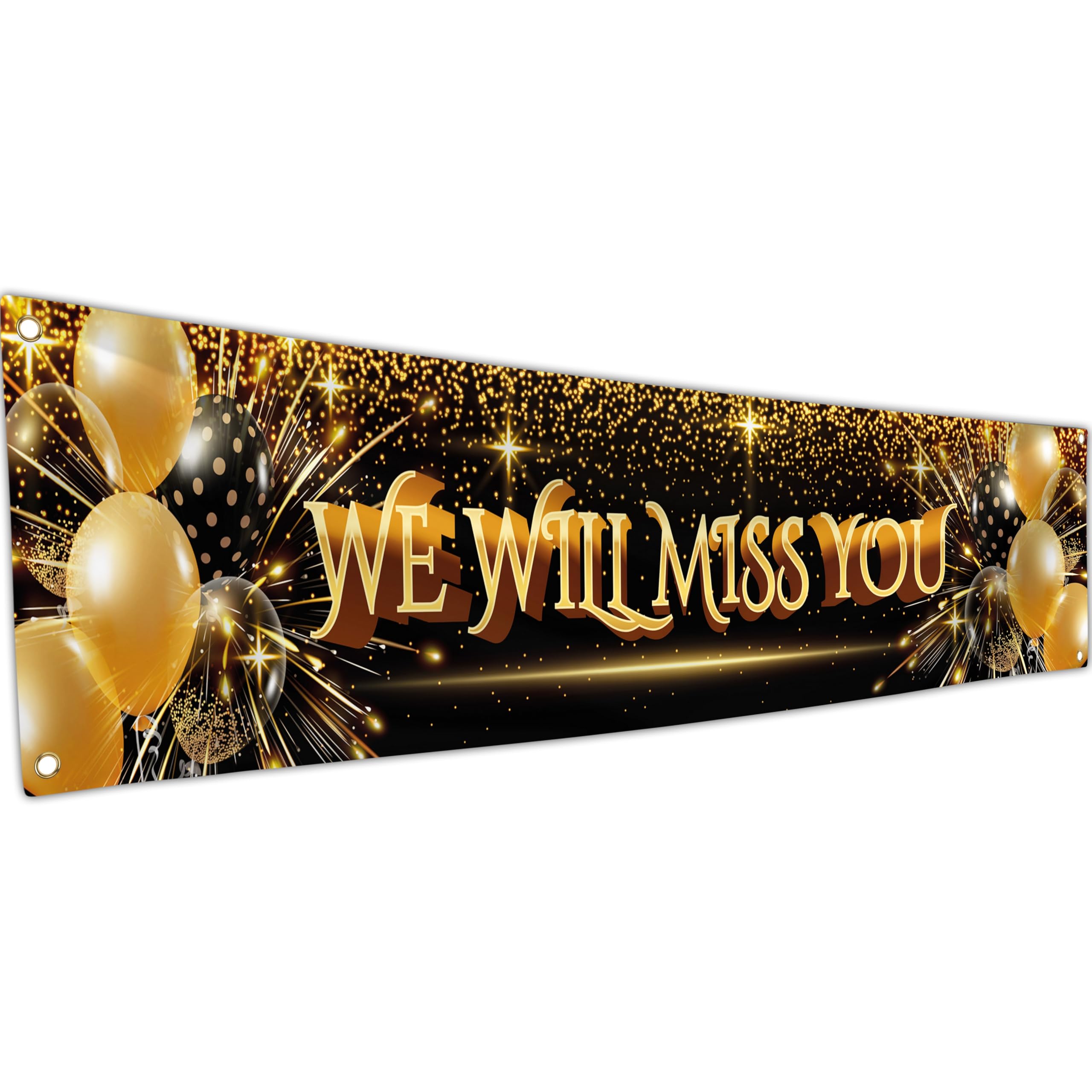 We Will Miss You Banner - Good Luck banner and decoration - Sorry Your Leaving decorations - 180 x 40cm with 4 brass holes - Vivid Digital Print - 110Den Thick polyester - Double Seam