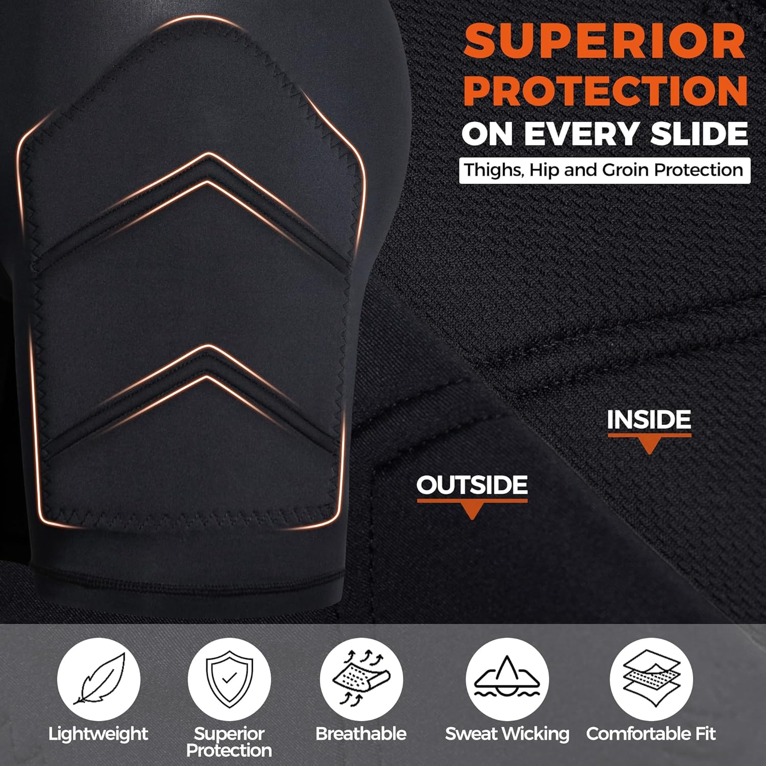 COOLOMG Boys Baseball Chest Protector + Boys Baseball Sliding Shorts Black M