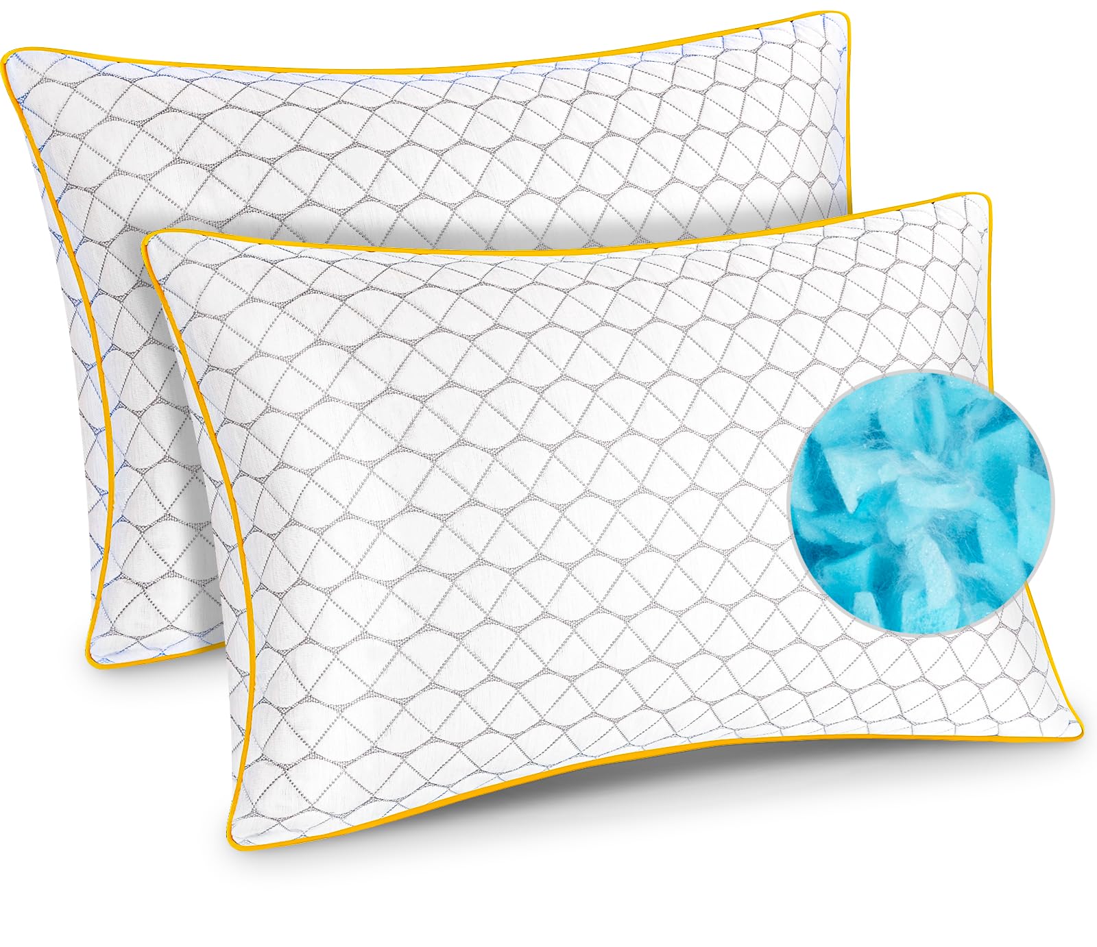 Teemour Pillows 2 Pack Shredded Memory Foam Pillow Bed Pillows for Neck & Shoulder Support...