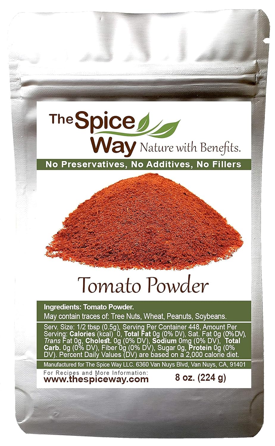 The Spice Way Tomato Powder 8 oz Rosemary Leaves 3 oz White Sesame 8 oz, Garlic Granules 8 oz and Onion Granules 8 oz Bundle