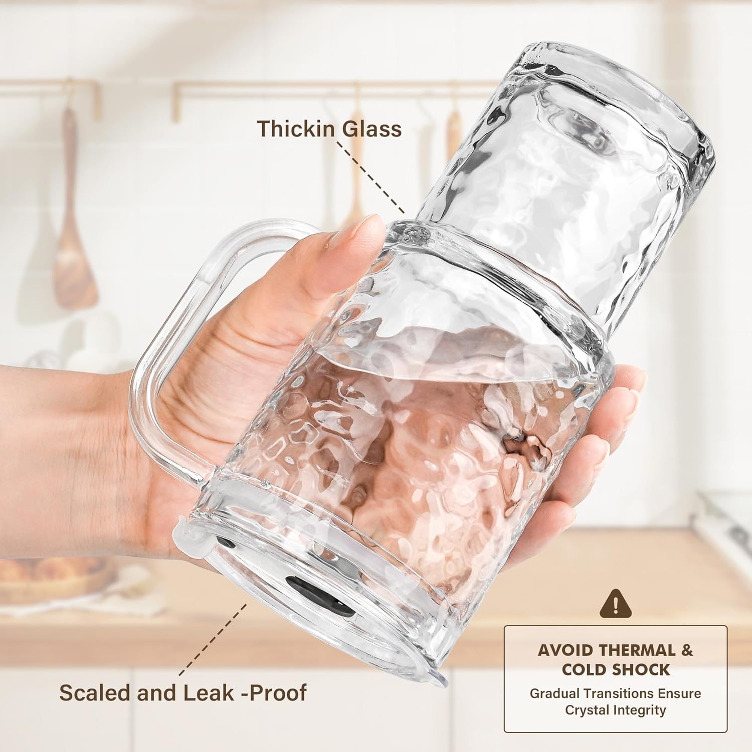 18oz Glass Tumbler with Handle & Lid – 2-Pack Iced Coffee Cups with Straws, Glass Mug for Cold & Hot Beverages Travel Cup for Smoothies, Tea, and Juice (clear-Glacial pattern-2pack) - Image 4