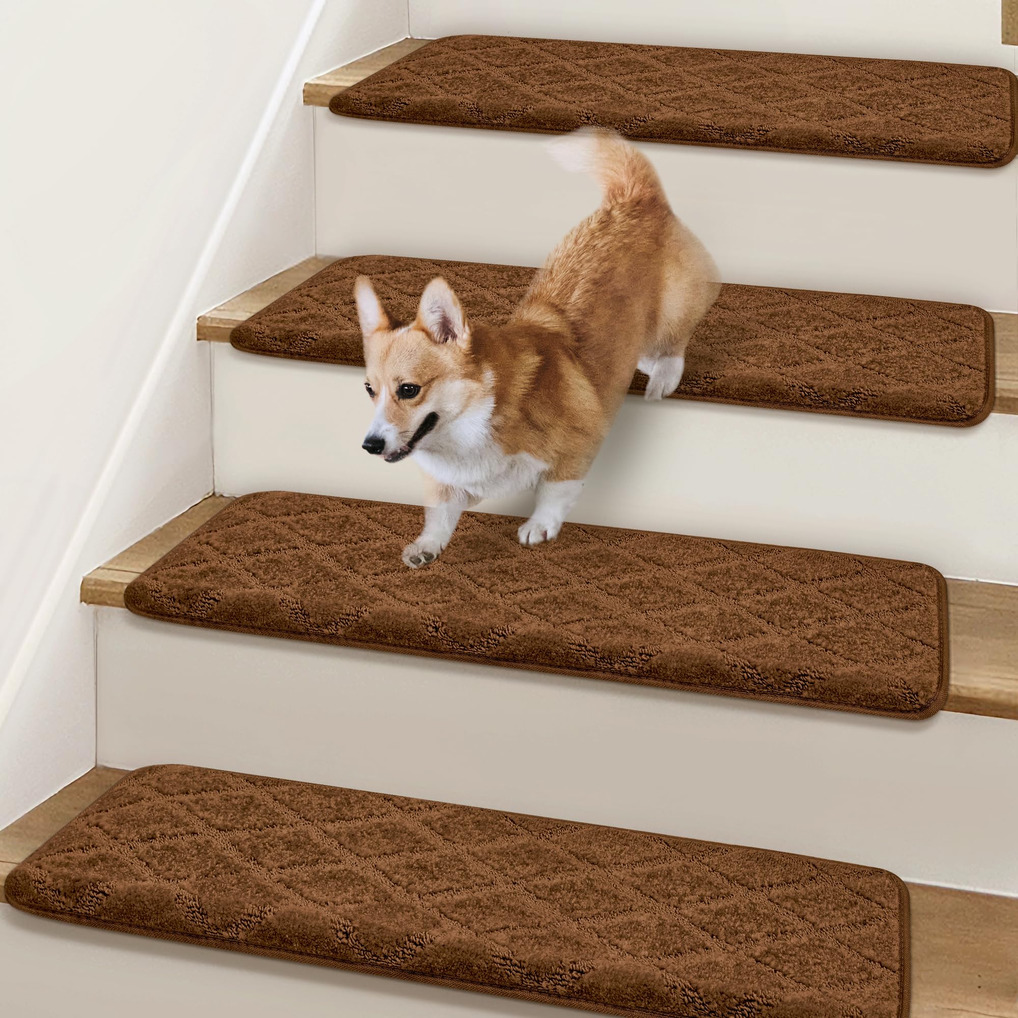 Bullnose Carpet Stair Treads for Wooden Steps Indoor 9.5" x 32"