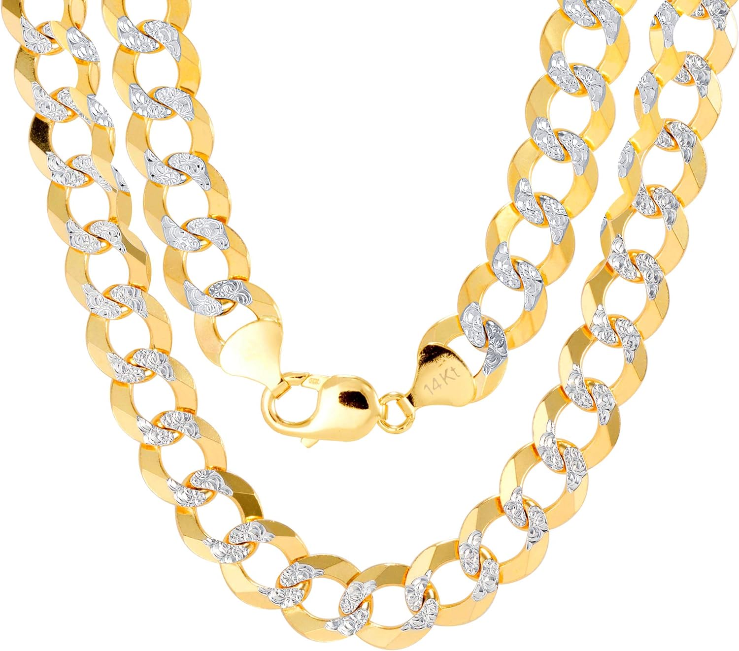 Nuragold 14k Real Yellow Gold Solid Cuban Curb Link 12.5mm Diamond Cut Pave Chain Bracelet (8"-9") Two Tone Italian Jewelry for Men - Image 8