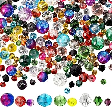 600 Pcs Crystal Glass Beads, Colourful Mixed Beads for Jewelry Making | Glass Assorted Crystal Beads Loose Bead with Hole for DIY Craft Bracelets Necklace Earrings Jewelry Making