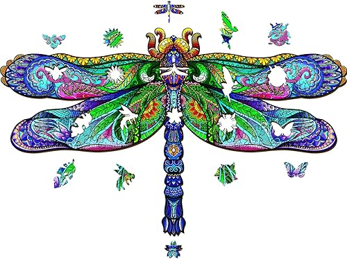 Miniatura 2 de Rompecabezas de madera para adultos, rompecabezas de madera de libélula con formas únicas de animales y caja de rompecabezas de madera, rompecabezas