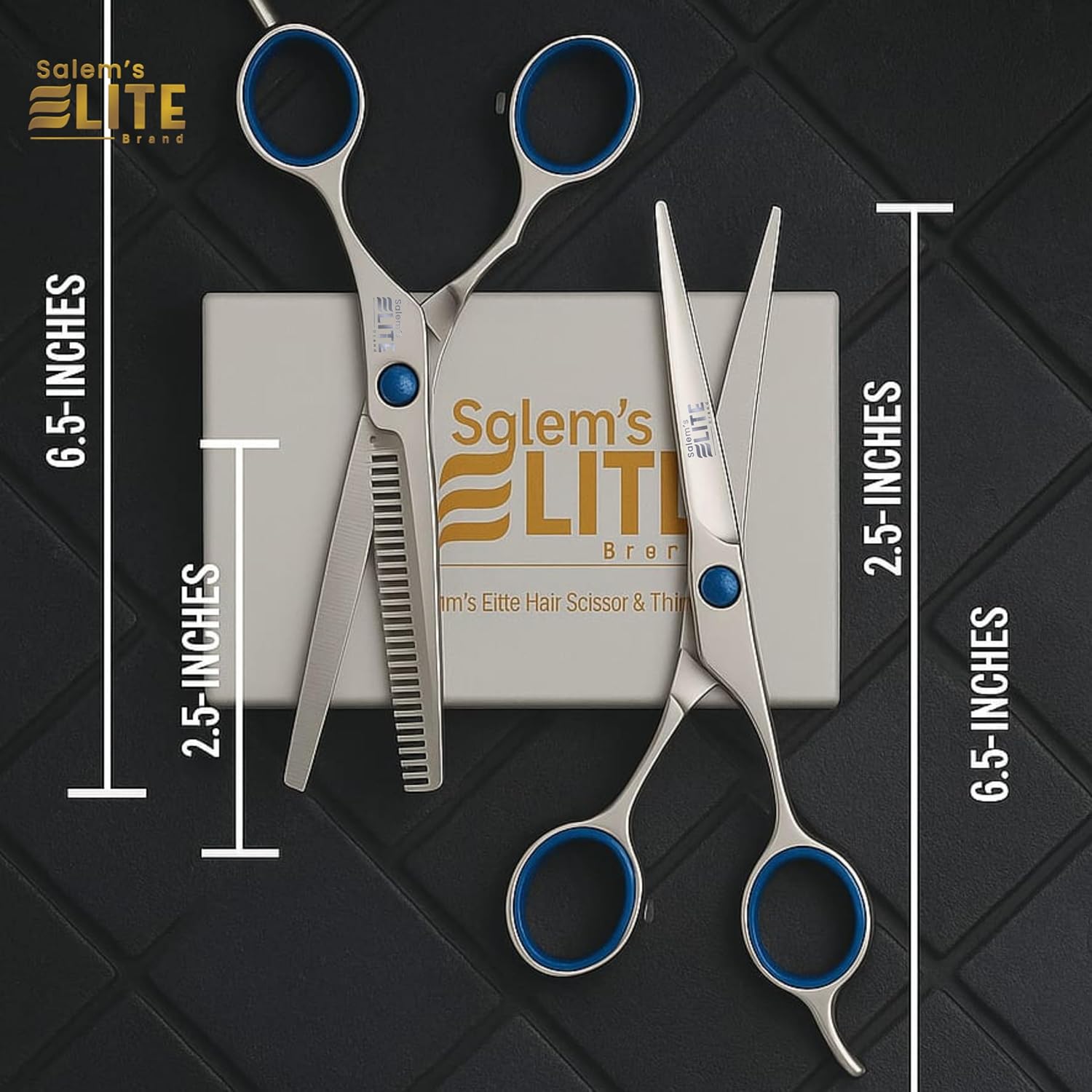 Salem’s Elite Professional Hair Cutting Scissors and Thinning Shears Set – 6.5” Stainless Steel Barber Haircut Kit for Men, Women, and Kids – Sharp Blades, Ergonomic Grip, Salon Quality Tools