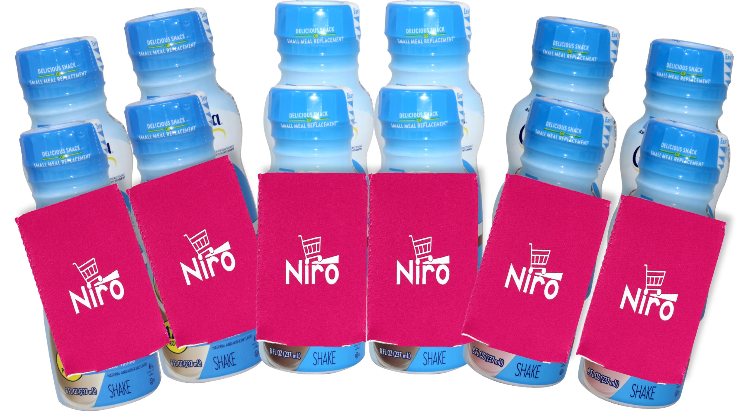 Niro Glucerna Original Shake | Rich Chocolate, Homemade Vanilla, and Creamy Strawberry Flavors | Included one beverage sleeve | 12 Pack | Assortment