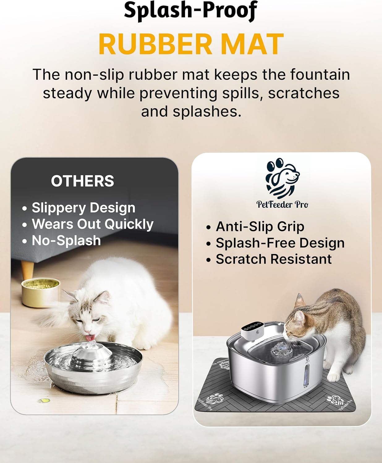 [Upgraded] Wireless Cat Water Fountain, 3.2L/108oz Battery Operated Pet Fountain Stainless Steel, Automatic Cat Drinking Fountain Cordless & Rechargeable with Motion Sensor, 2 Filters and 1 mat