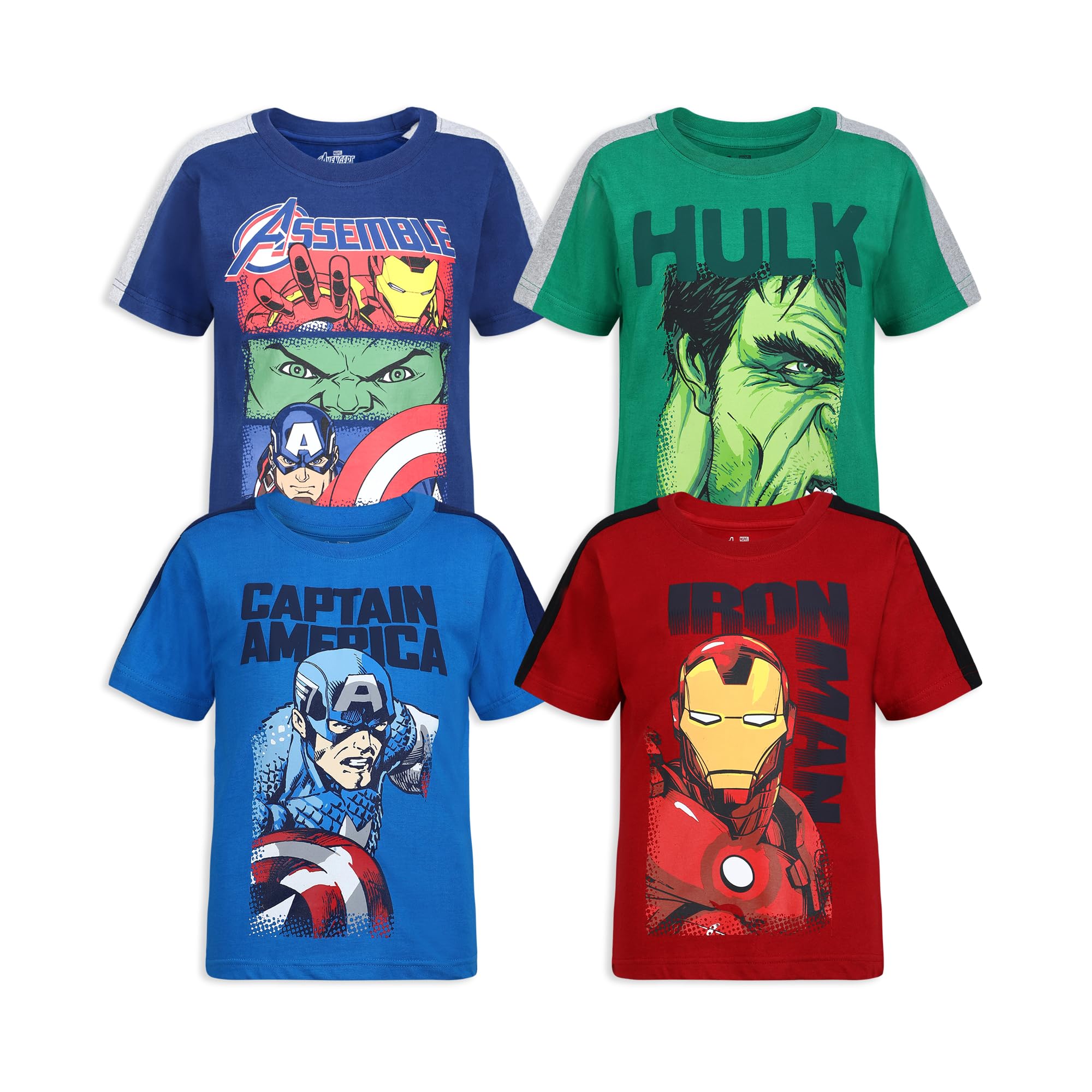 Marvel Little Avengers Boy's 4-Pack Superhero Short Sleeve Tee Shirt Set