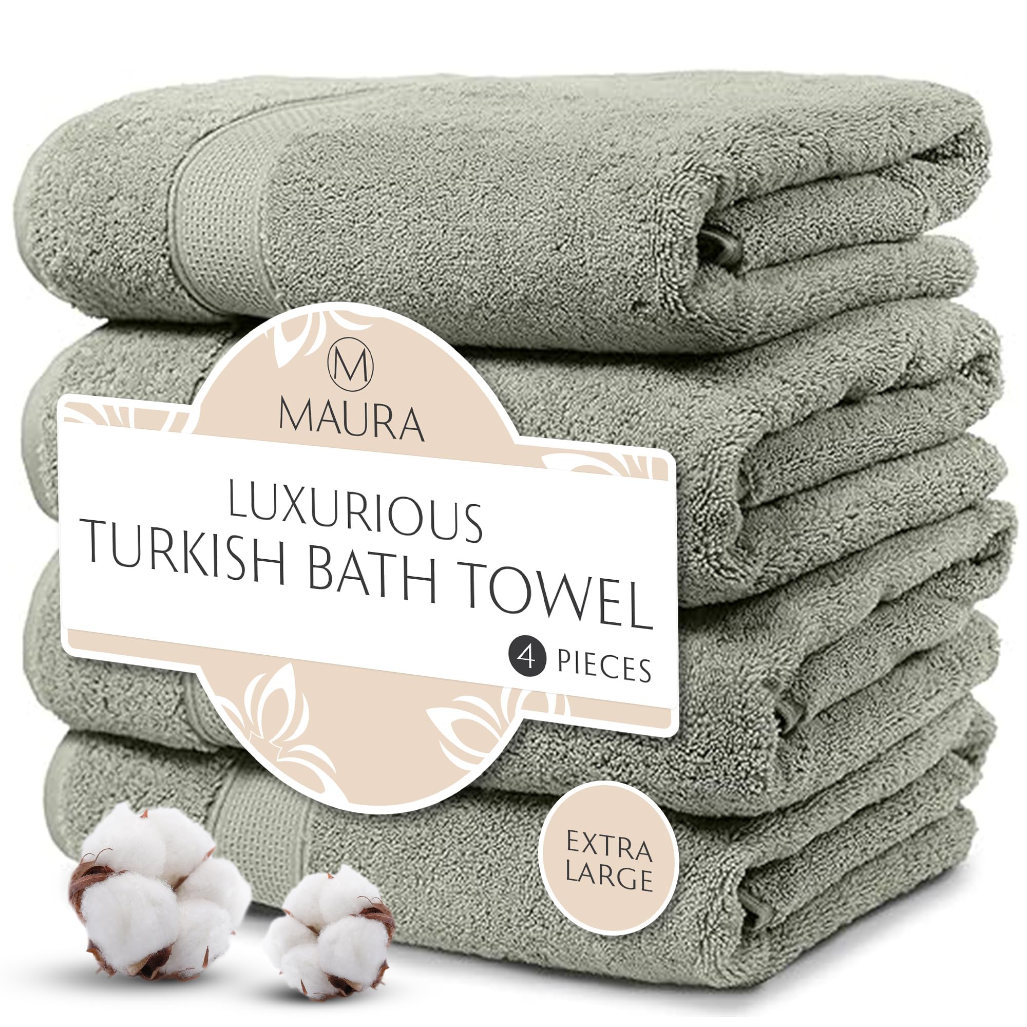 Exquisite 4-Piece Turkish Bath Towel Set: Extra Large, Ultra-Soft ...