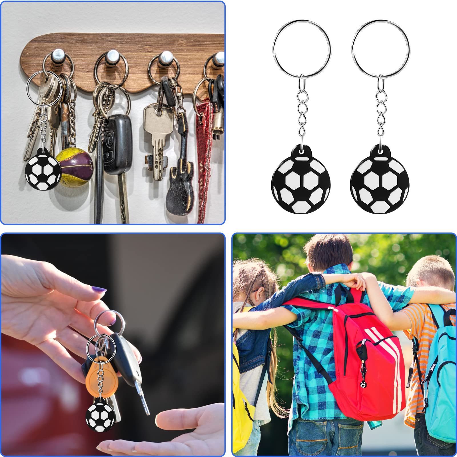 Abeillo 12 Breloczków Piłkarskich, Mini Piłka Nożna, Sport, Upominek dla Dzieci, Impreza, Plecaki, Dekoracje, Czarny, S
