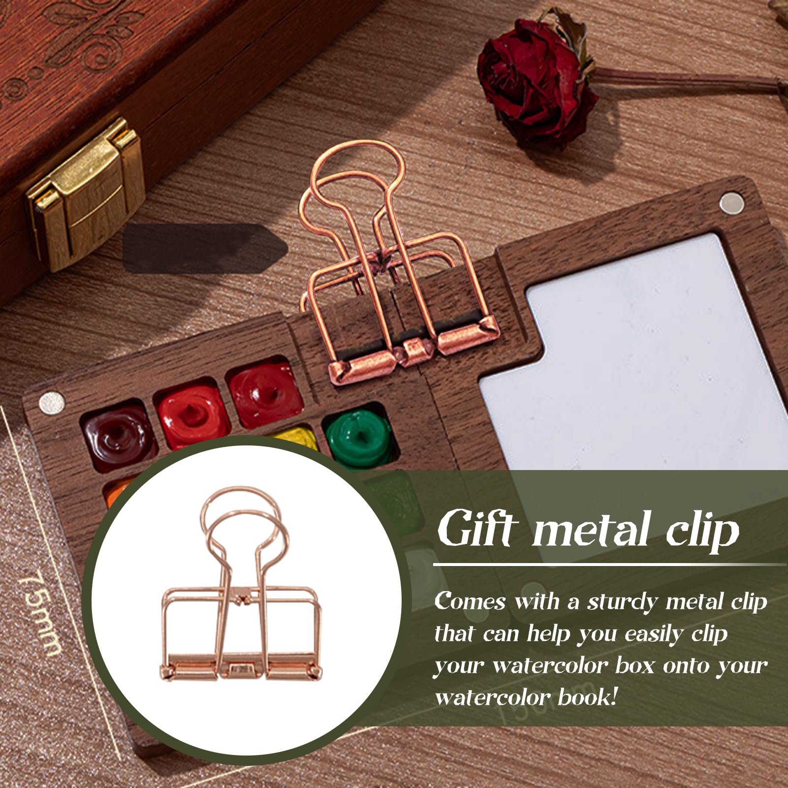 Mini tavolozza acrilica da 15 gauge, mini tavolozza per acquerelli, set da viaggio per artisti tascabili, set portatile per acquerelli con pennelli, clip, album da disegno, vernici, custodia (A)