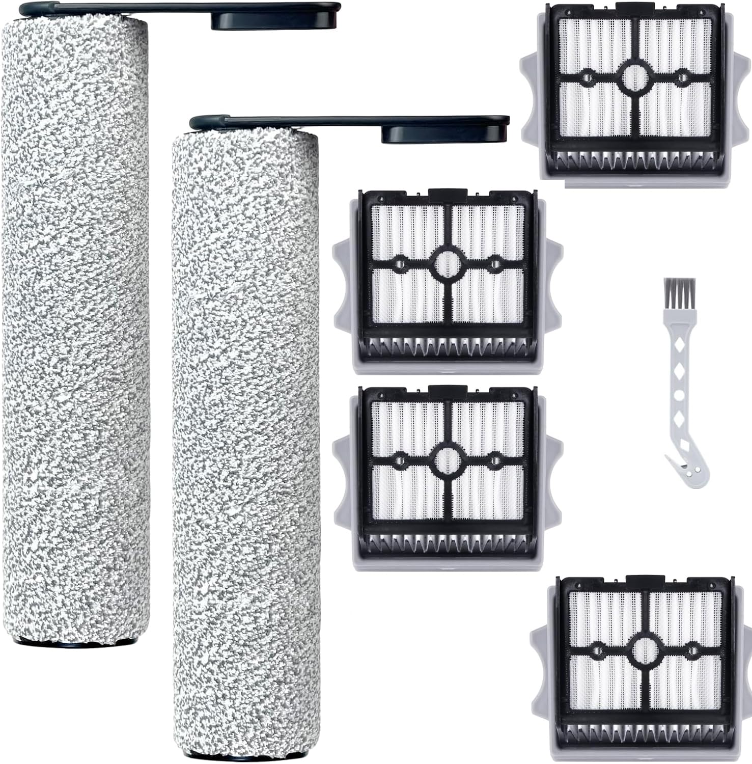 Zestaw akcesoriów do odkurzaczy Tineco Floor One Stretch S6/S7 Stretch Ultra/Switch S6 na mokro i na sucho, 7-częściowy zestaw akcesoriów, 2 szczotki + 4 filtry + 1 szczotka do czyszczenia