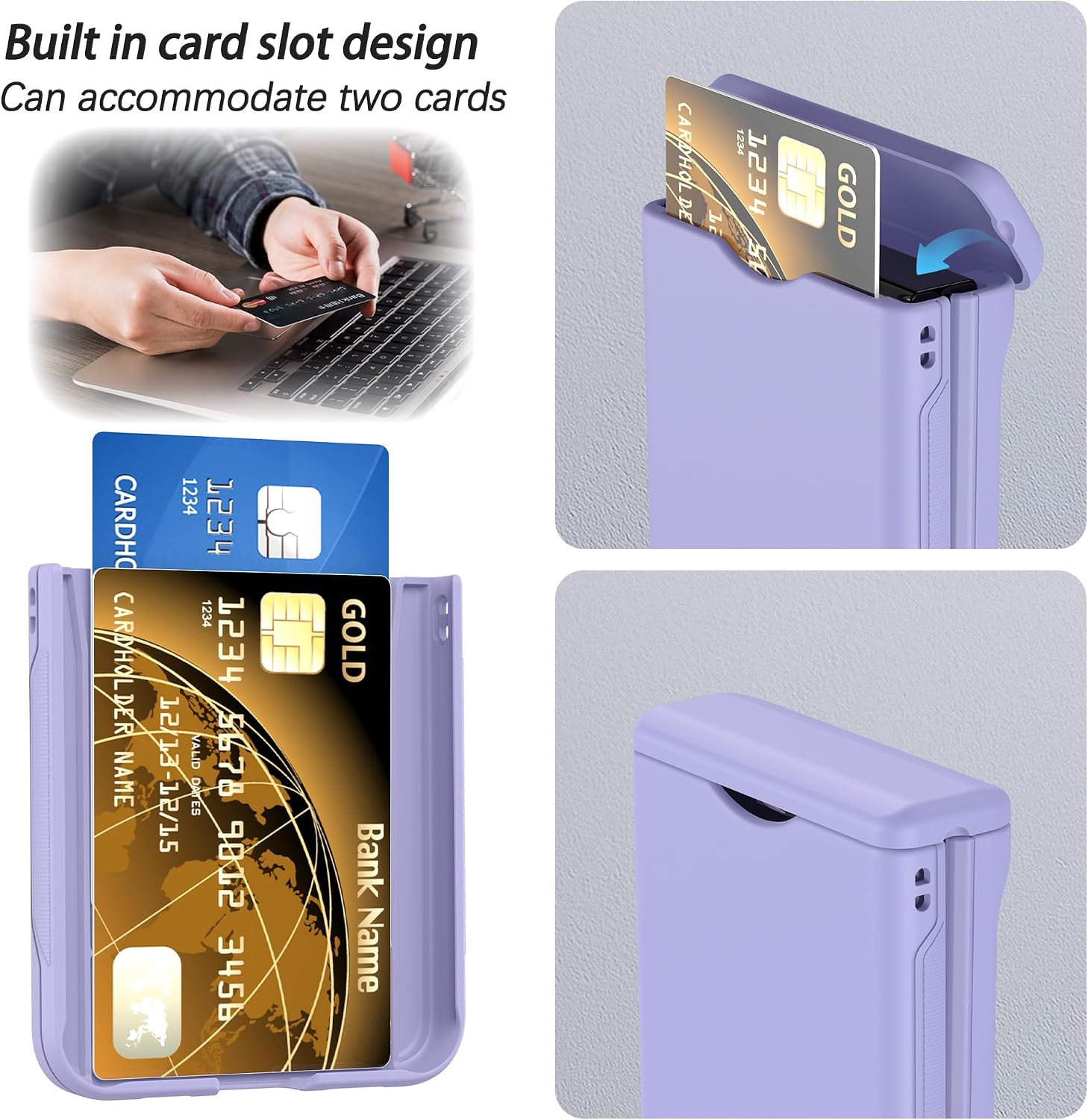 for Samsung Z Flip 3 & Z Flip 4 Universal Case with Hinge Protection Built-in Card Slot Design Stylish Shockproof Anti Scratch Rugged Protective Phone Case for Z Flip 3 & Z Flip 4,(Purple)