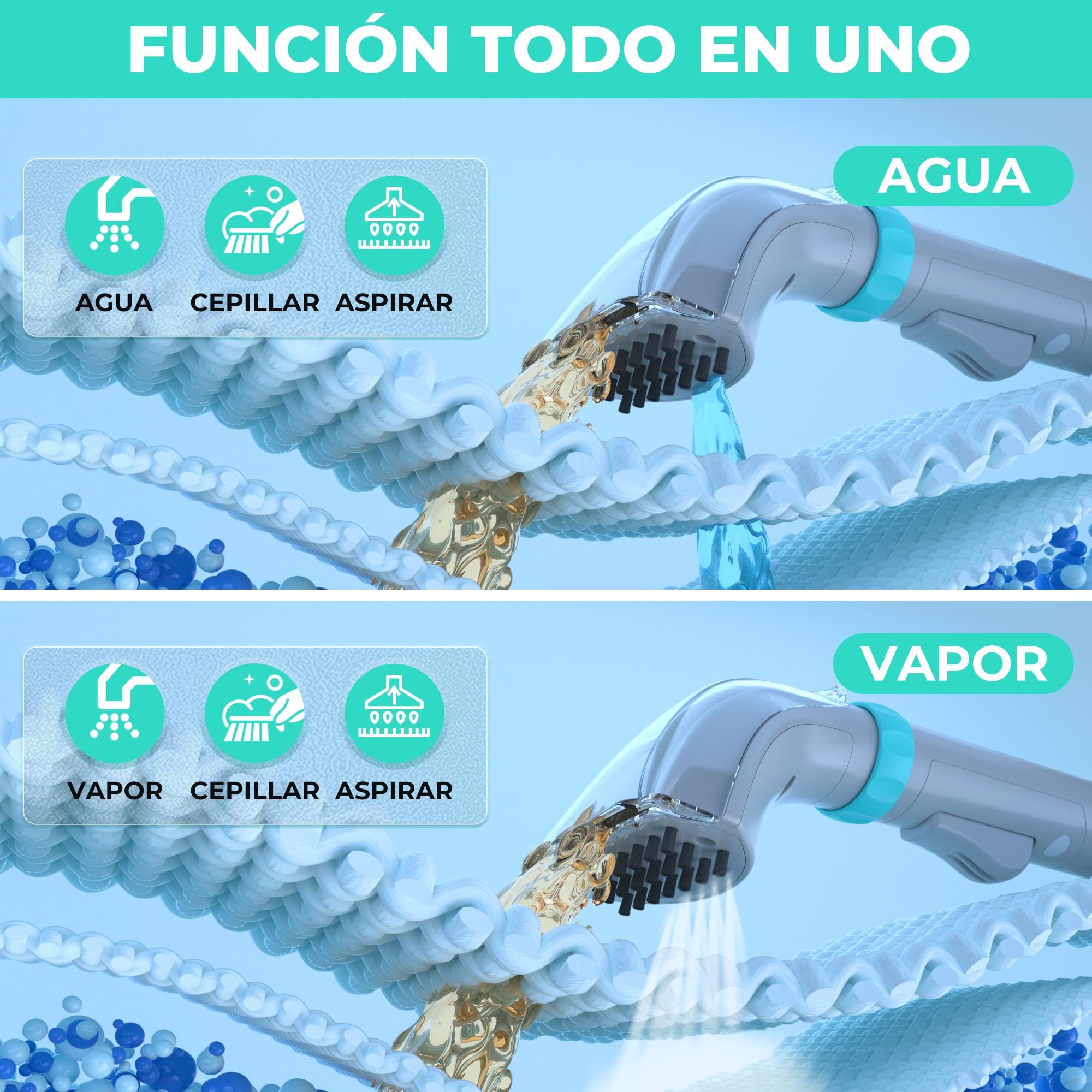 HAUSHOF StainZapper Vapo Limpiador de Alfombras a Vapor, Aspiradora de Agua Tapiceria con Funciones de Agua Caliente y Vapor, Limpia Tapicerias para Sofá, Moquetas, Incluye Detergente y Cepillo, 75 dB