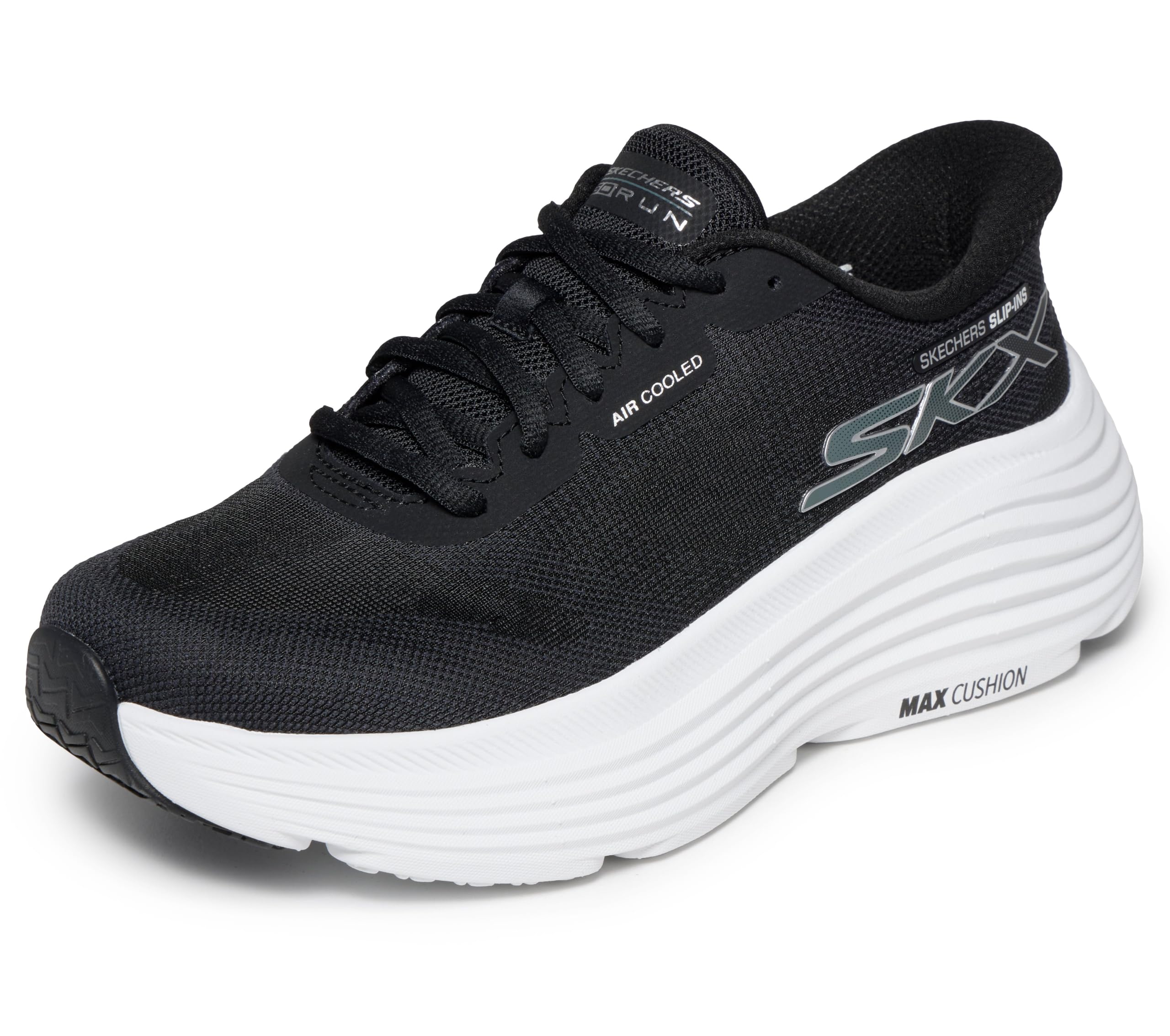skechers Women's Max Cushioning Endeavour Hallandale Hands Free Slip-in Shoes, Black/White, 8-picture-24
