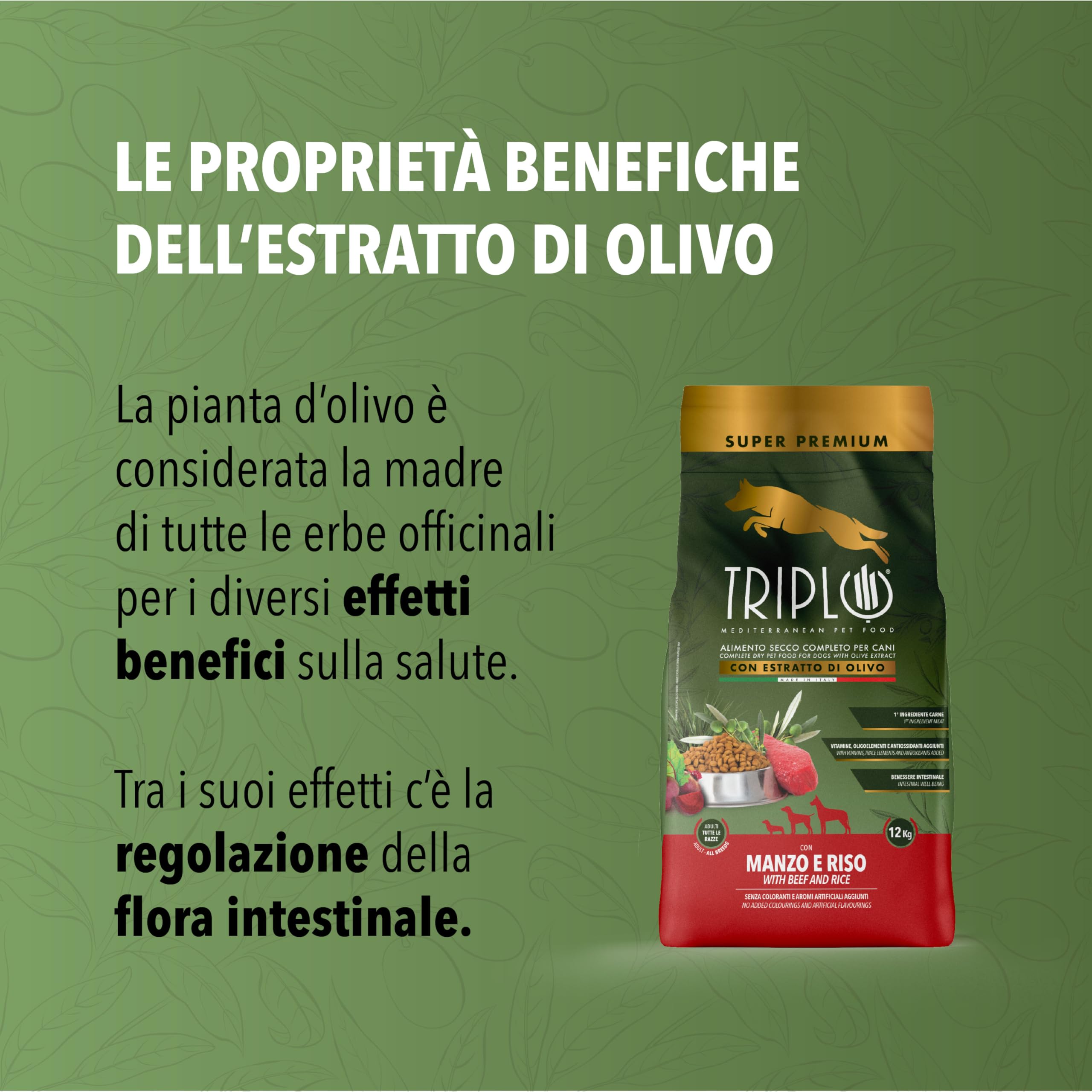 TerComposti - Triplo Pet Food Manzo e Riso 3kg x4, Ideale per Adulti di Tutte le Razze, Pelo Lucido e Folto, Crocchette Cani con Estratto di Olivo, Cibo per Cani Secco Nutriente e Bilanciato
