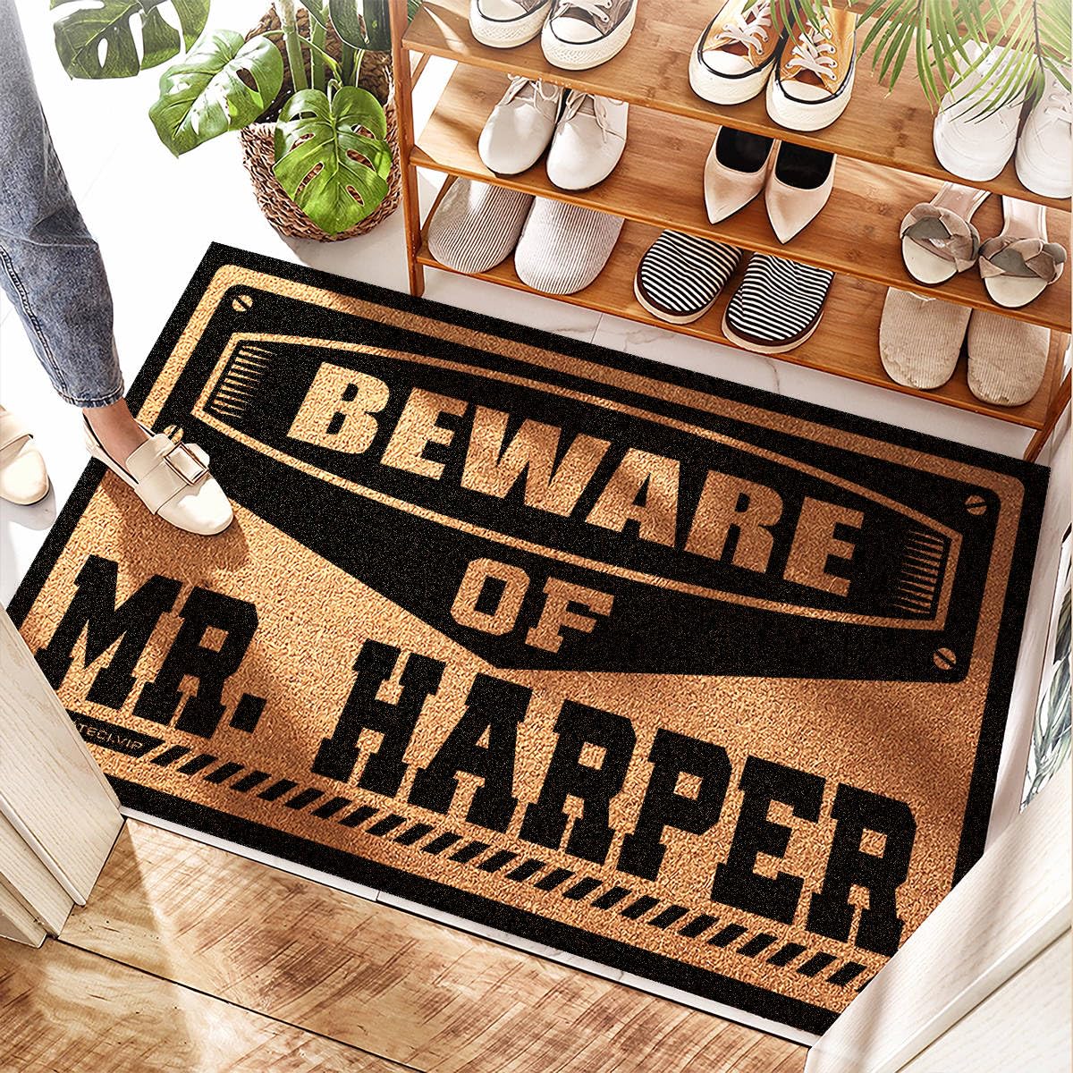 Tapis de porte d'entrée amusant Little Beware Of Mr. Harper Vichy 50x80