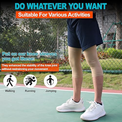 Miniatura 5 de Rodilleras de compresión, 1 par, se pueden llevar debajo de los pantalones, 20-30mmHg Rodillera de apoyo fuerte para unisex, soporte de rodilla para