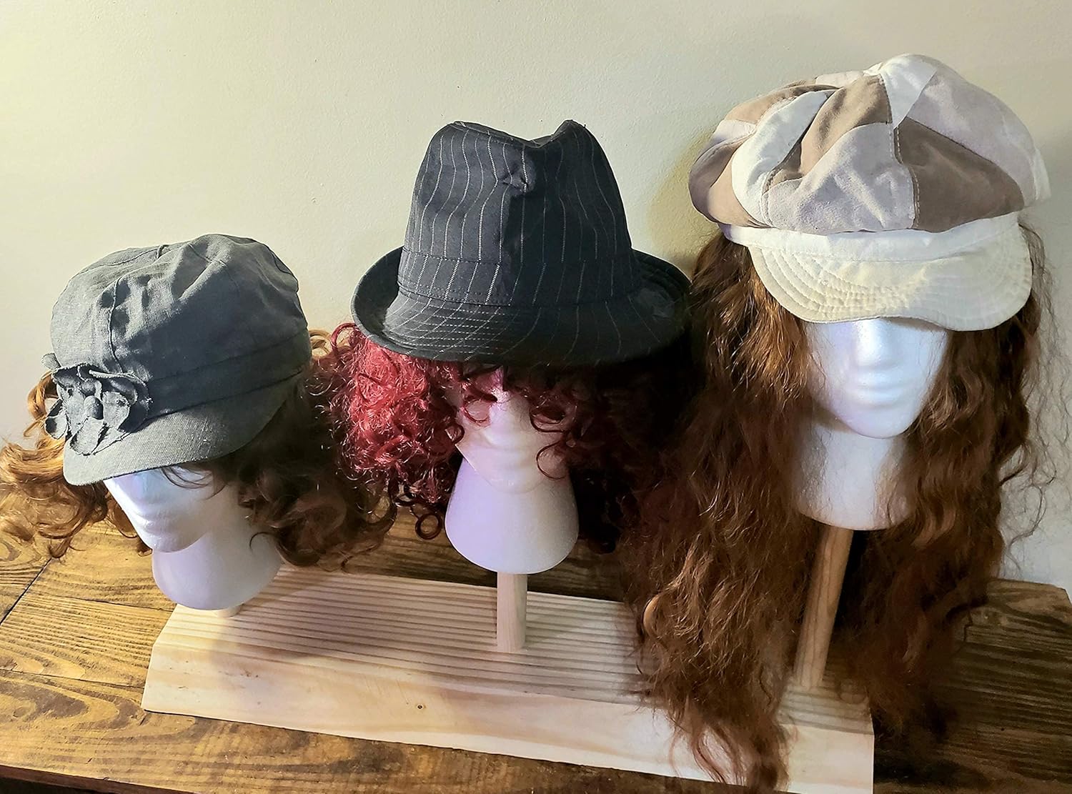 3 Wig Holder Stand Display | No Tipping over, No Slipping off