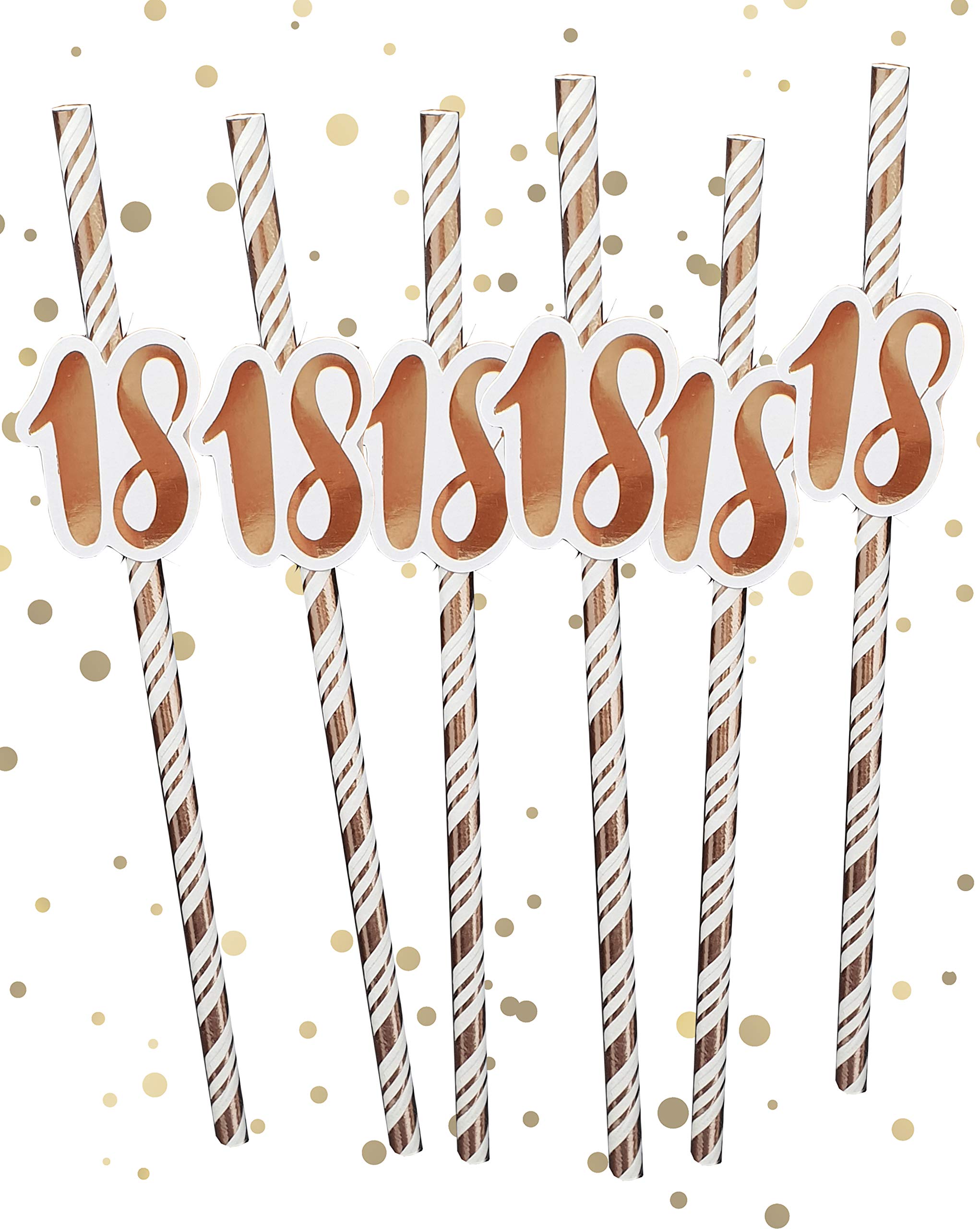 Alandra Birthdays STRAW-18 18th Birthday Straws Cream & Rose Gold Metallic, One Size