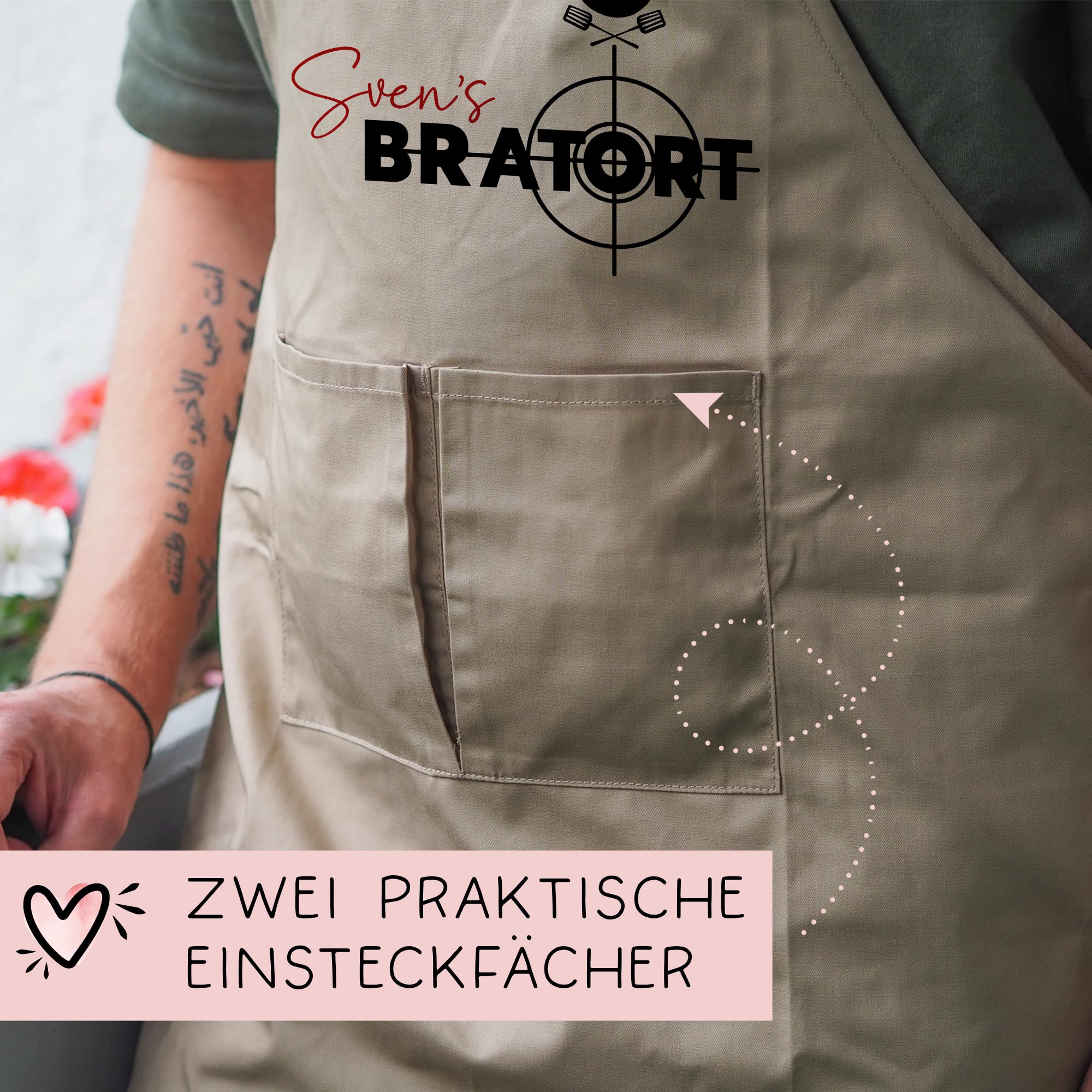 Personalisierte Grillschürze Grill-Schürze für Männer Grillmeister Schürze mit Kunstleder Applikation | Kochschürze | Grillschürze mit Wunschnamen | Weihnachten