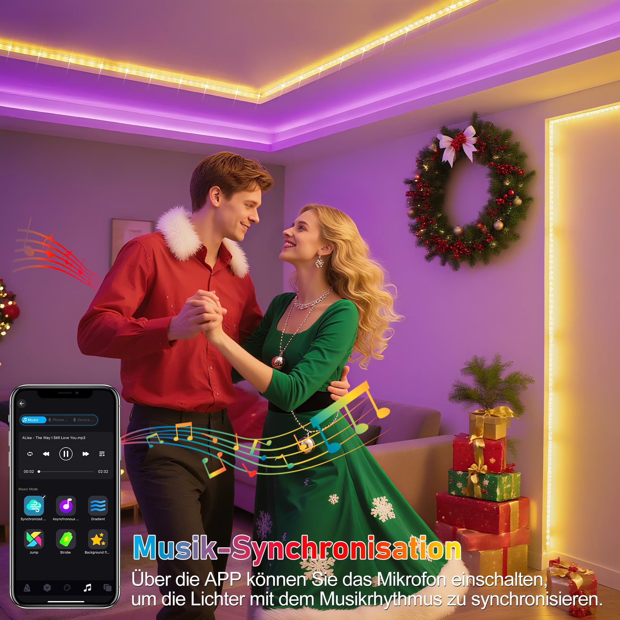 HeiPard Smart RGB LED Lichterkette 20 m, 200 LED Farbwechsel Strings mit App & Fernbedienung, Innen & Außen IP44, Sprach- & Musiksteuerung für Weihnachten, Party & Deko