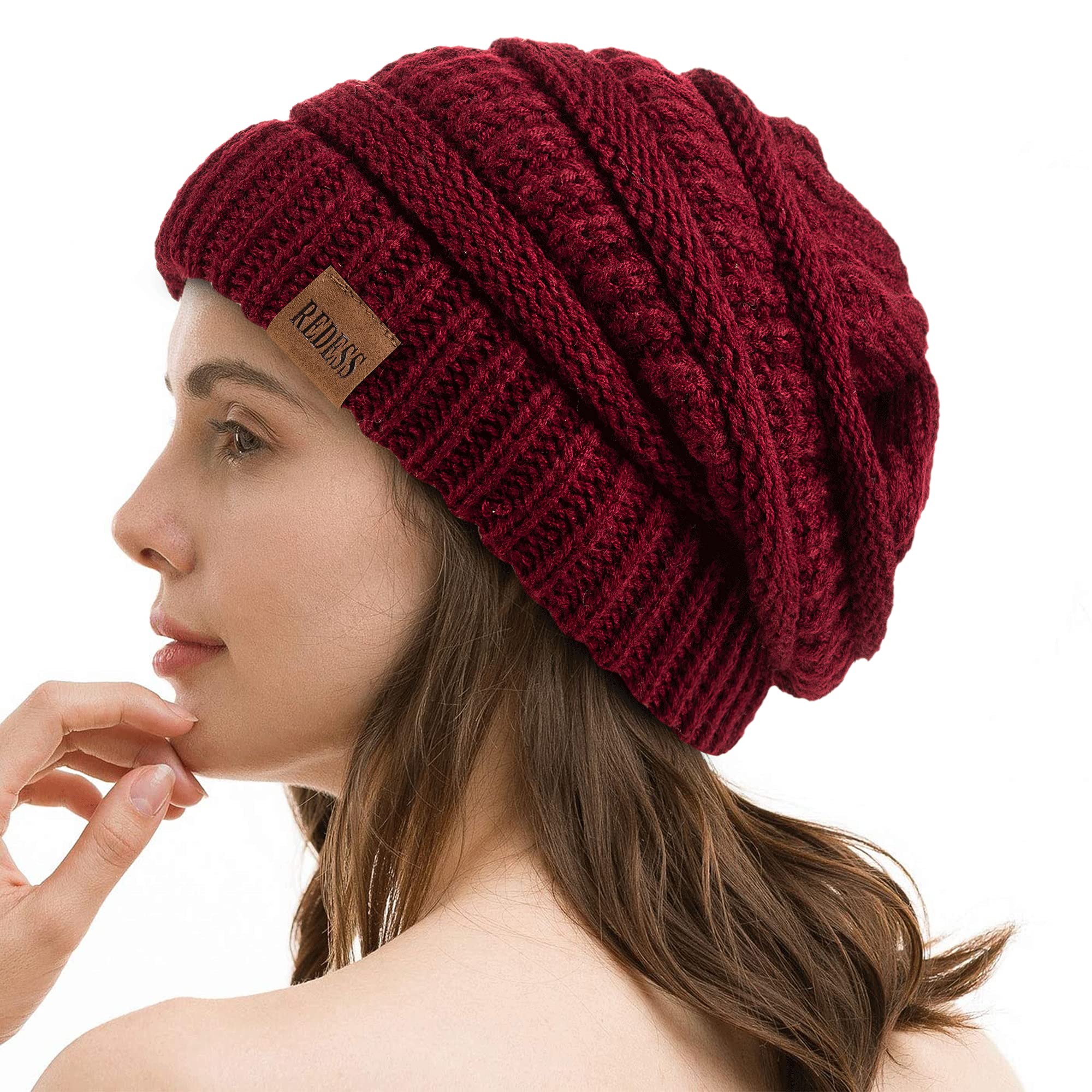 REDESS Slouchy Beanie Hat per Uomo e Donna Winter Warm Chunky Soft Oversize Cable Knit cap