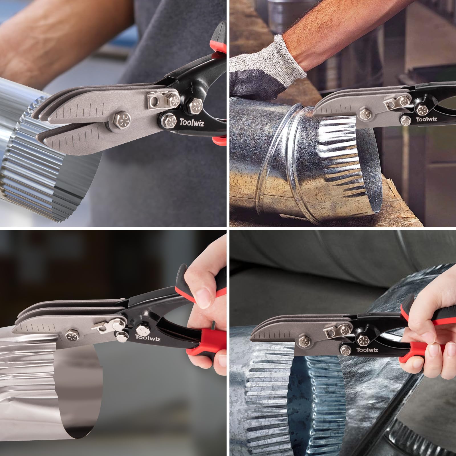 Toolwiz 5-Blade Sheet Metal Tools, Duct Crimping for 24-26 Gauge Downspout, Stove Pipe, Stainless Steel - Image 2