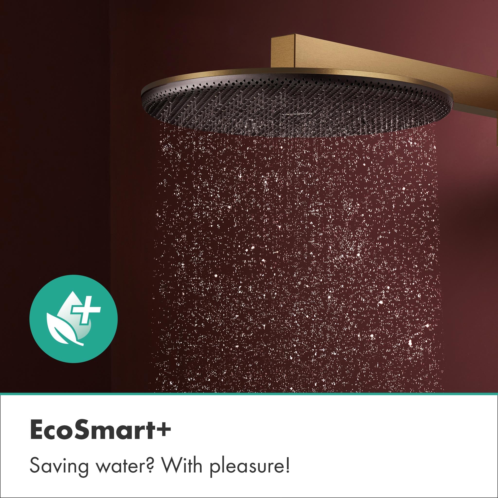 hansgrohe Raindance Alive S - rociador de ducha max. 6 l/min (EcoSmart+), ducha fija redondo (300 mm), cabezal de ducha lluvia para conexión pared y techo, bronce cepillado, 24523140