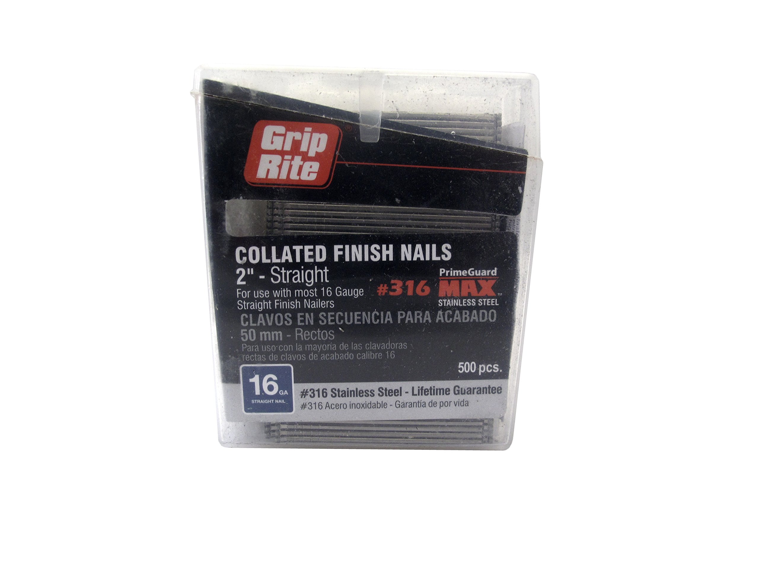Photo 1 of Grip Rite Prime Guard MAXB64896 2-inch 316 Stainless Steel 16-gauge Straight Finish Nail, 500 per Belt Clip