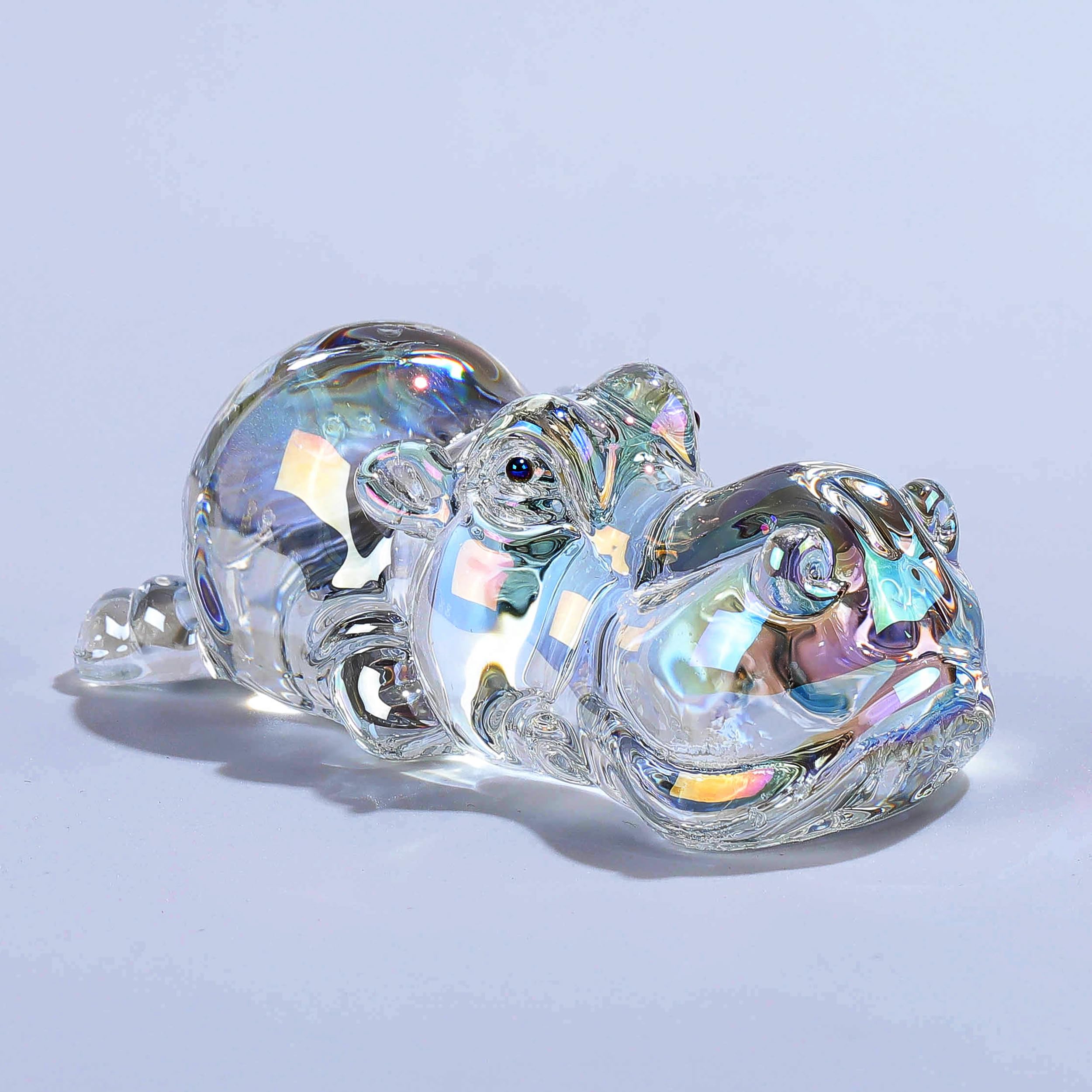 Figurine Hippopotame En Cristal - 7,1 Cm, Fabriqué à La Main - Presse-papier, Décoration Table, Cadeau Collection