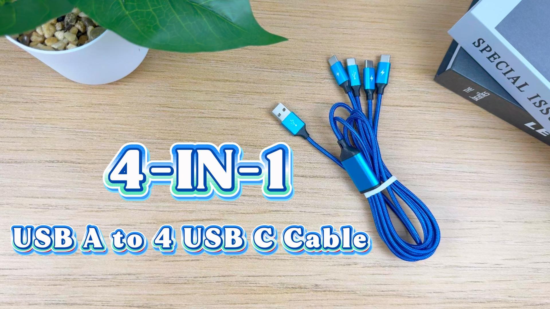 Image of 4 in 1 USB A to USB C Cable, Phone Charger Type C Multi Charging Cable