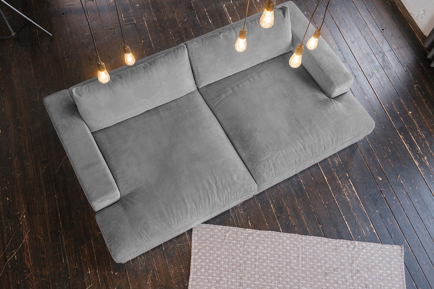 KAWOLA - Big Sofa Madeline - XXL Couch im zeitlosen Design, Komfortables Polster, Ideal für Gaming & Entspannung, 290x86x170 cm, Grau, Polyester