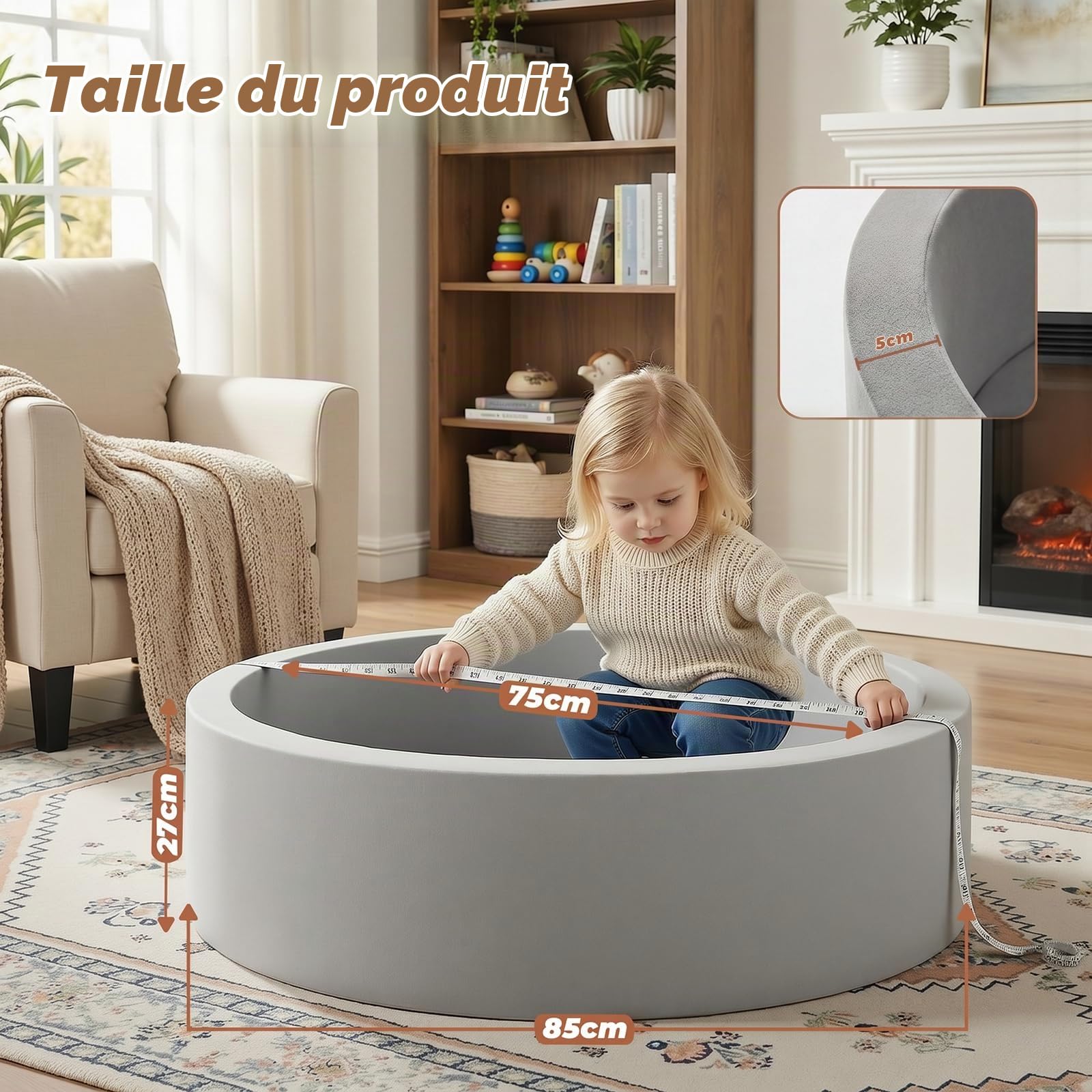 Wilwolfer Piscine à balles pour Tout-Petits : Piscine à balles Pliable pour bébé - Piscine à balles Ronde et Douce - Piscine à balles de Jeu pour bébé - Mousse à mémoire de Forme Douce - pour