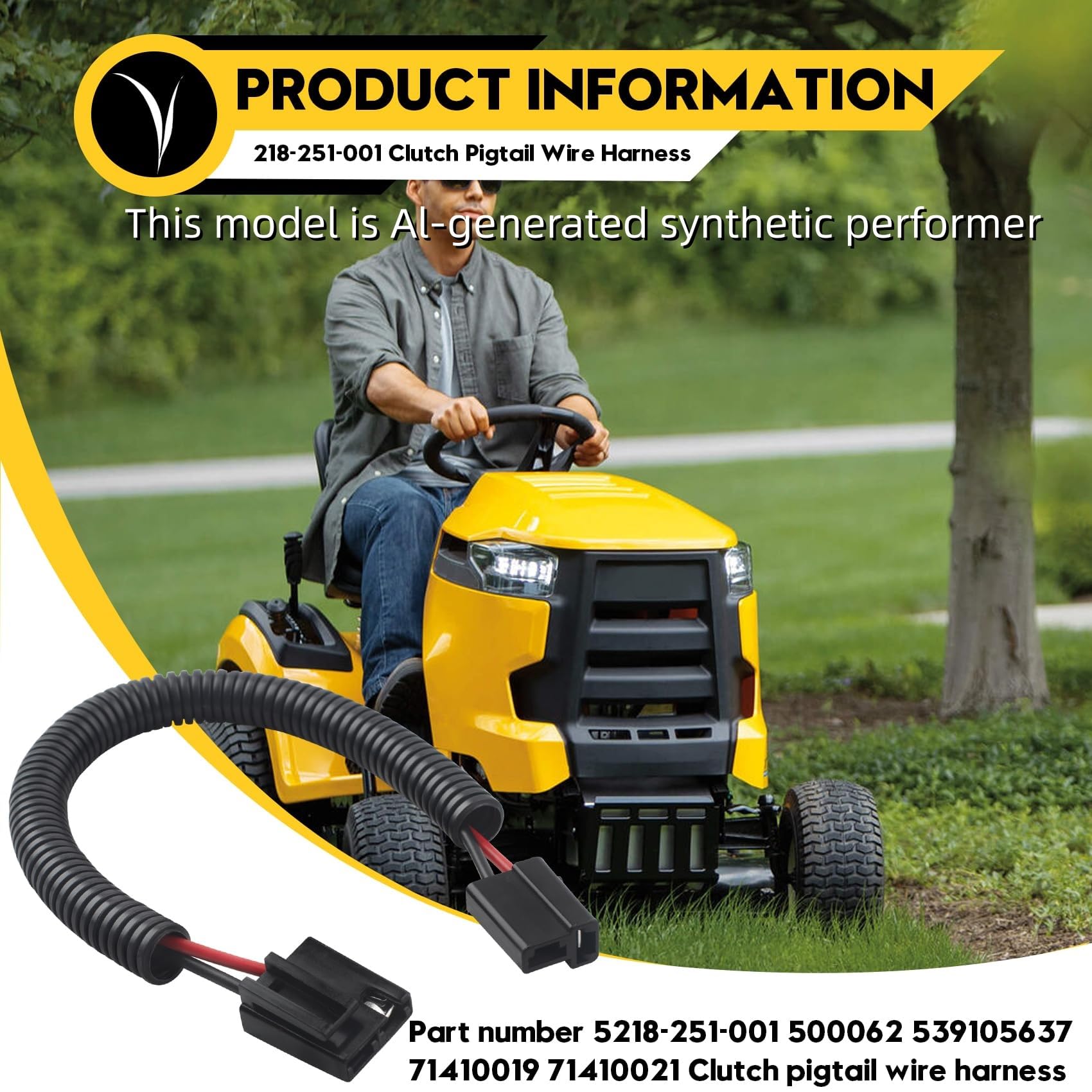 Arnés de cables de embrague de coleta, 5218-251-001, 500062, 539105637, 71410019, 71410021, embrague Pto, coleta de batería, compatible con AYP, Husqvarna, Craftsman, Rotary