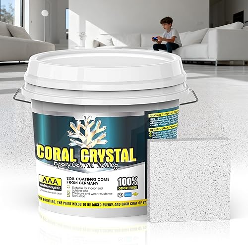 Pintura epoxi autonivelante para piso, pintura de suelo de arena epoxi para hormigón, fácil de verter y enrollar para impermeabilizar y renovar