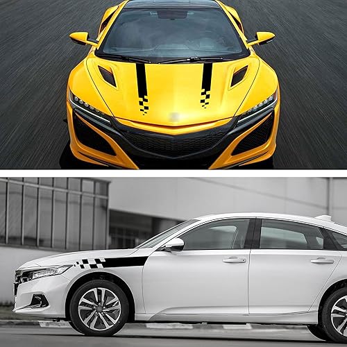 Miniatura 3 de TOMALL Calcomanía de rayas para capó de automóvil de 35 x 3.5 pulgadas para automóvil, carreras de automóviles, deportes, rayas laterales, falda,